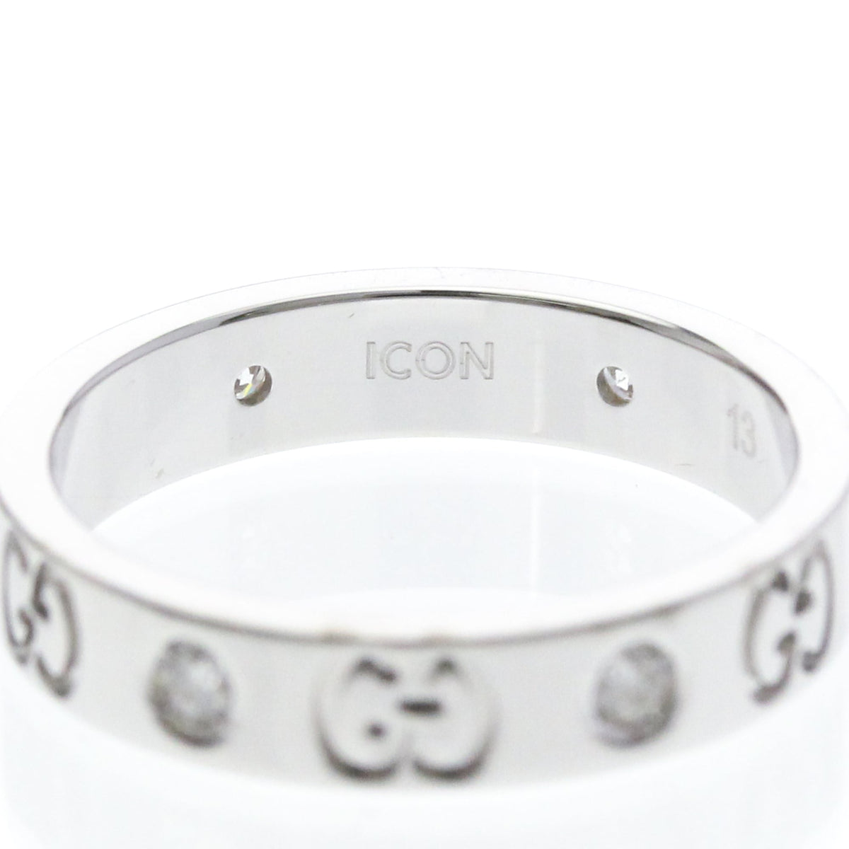 PRE-OWNED Gucci Icon · Diamond · 18K White Gold Size 6.5