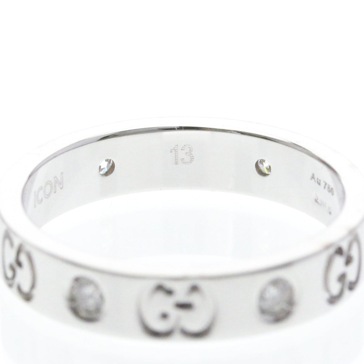 PRE-OWNED Gucci Icon · Diamond · 18K White Gold Size 6.5