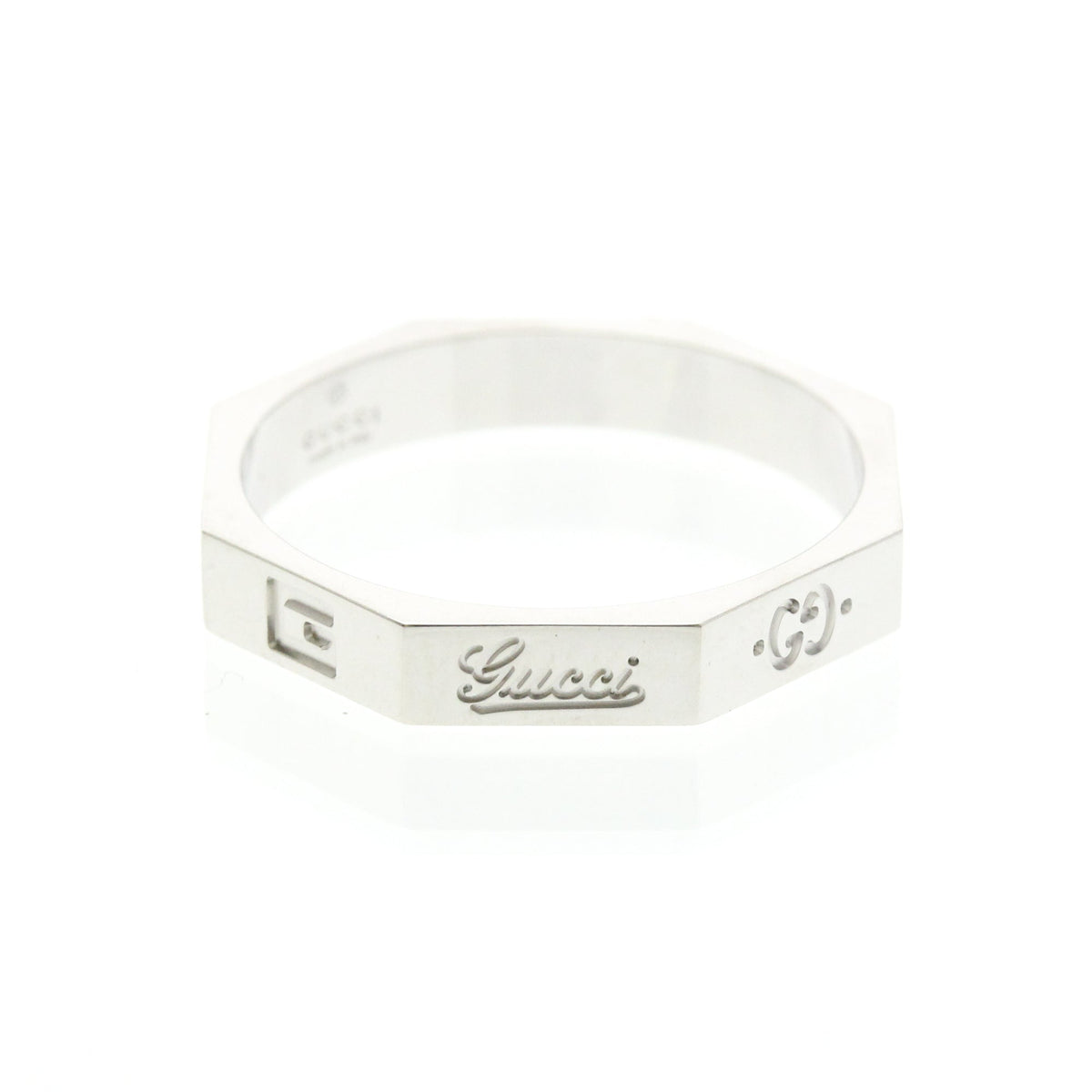 PRE-OWNED Gucci Octagonal Ring · 18K White Gold Size 8.75