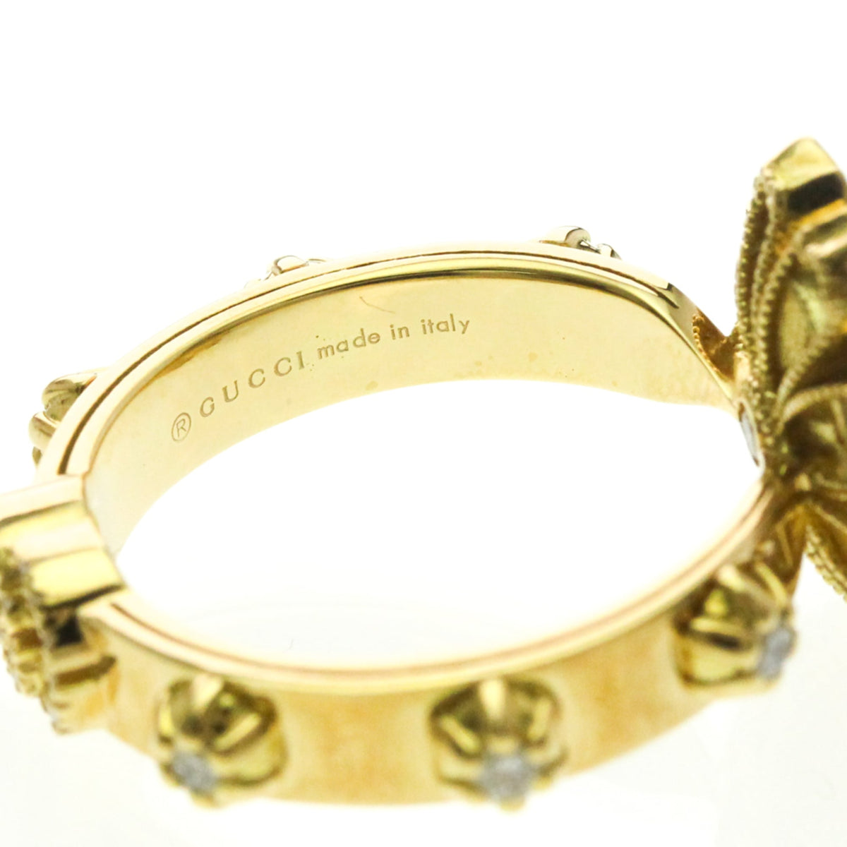 PRE-OWNED Gucci Flora Diamond · 18K Yellow Gold Size 6.75