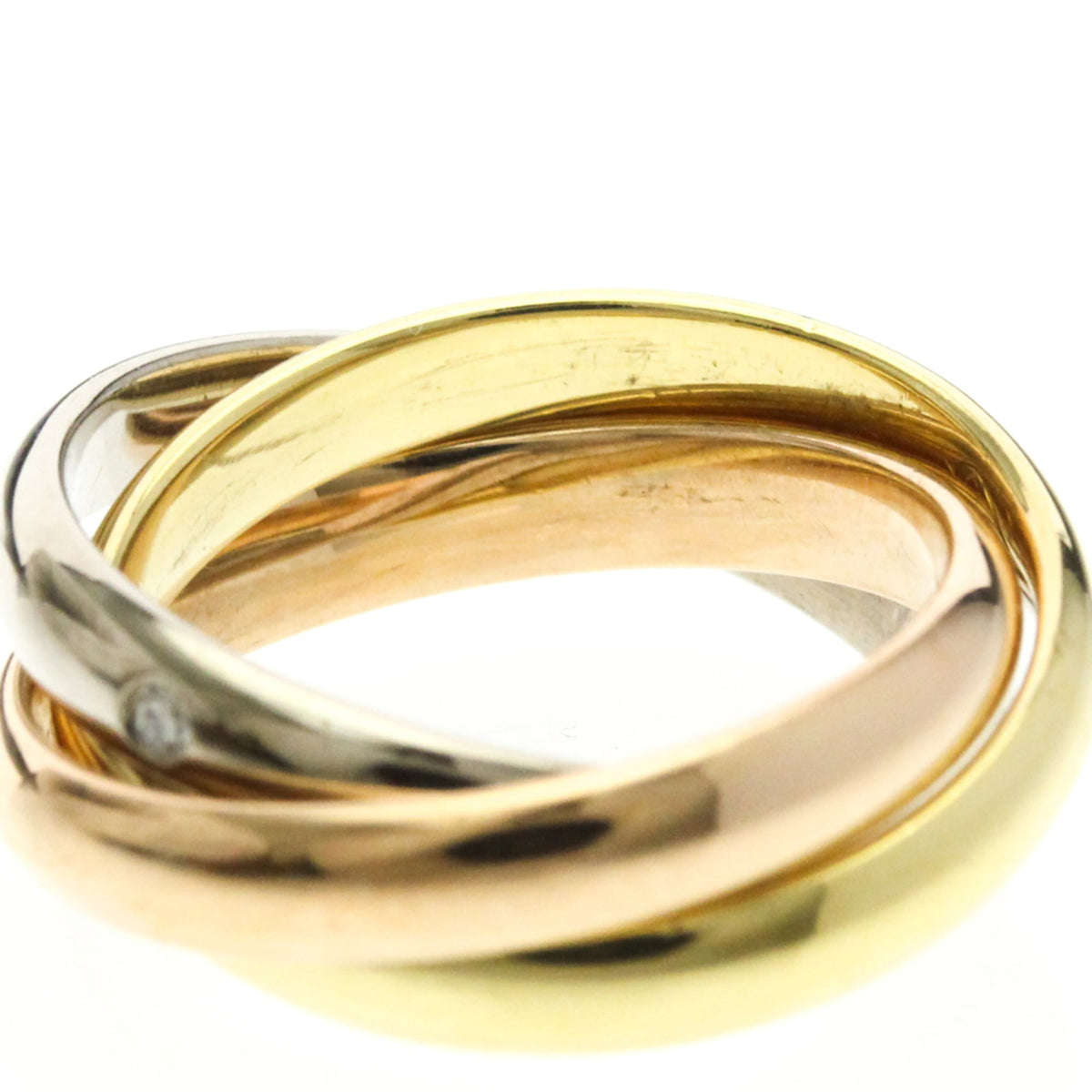 PRE-OWNED Cartier Trinity · Tri-Gold · Diamond Size 4.75