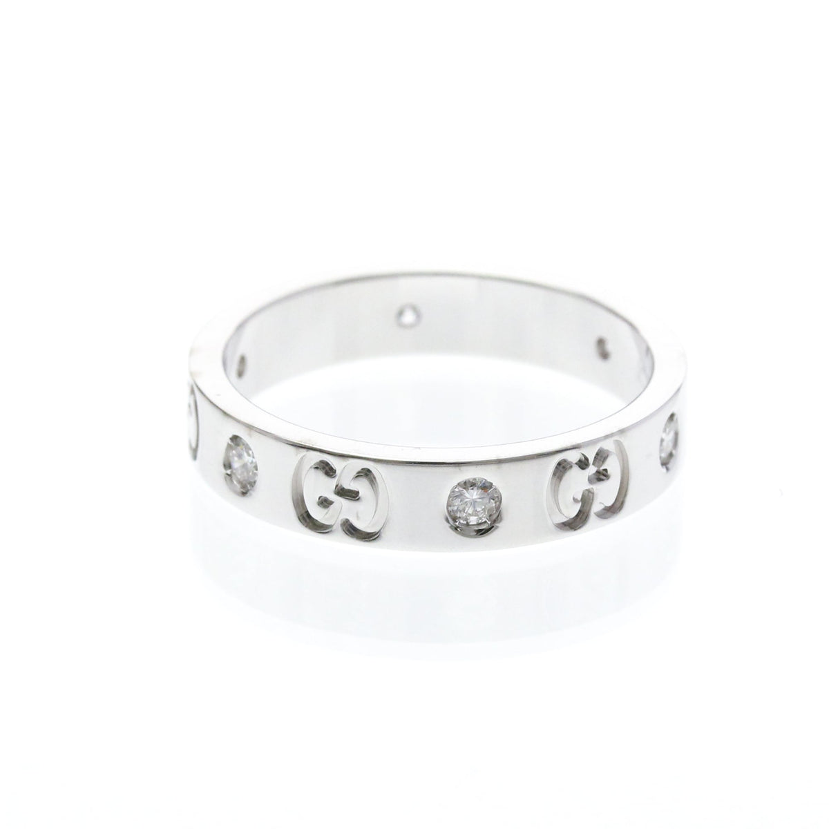 PRE-OWNED Gucci Icon · Diamond · 18K White Gold Size 6.5
