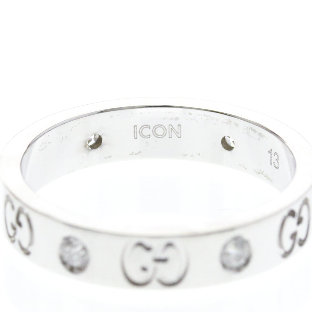 PRE-OWNED Gucci Icon · Diamond · 18K White Gold Size 6.5