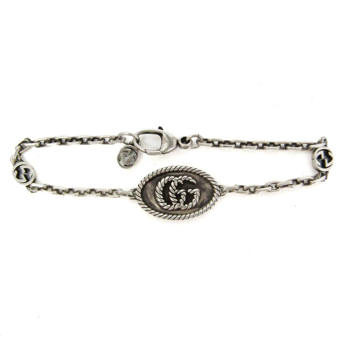 PRE-OWNED Gucci Double G · Silver 925 Charm Bracelet