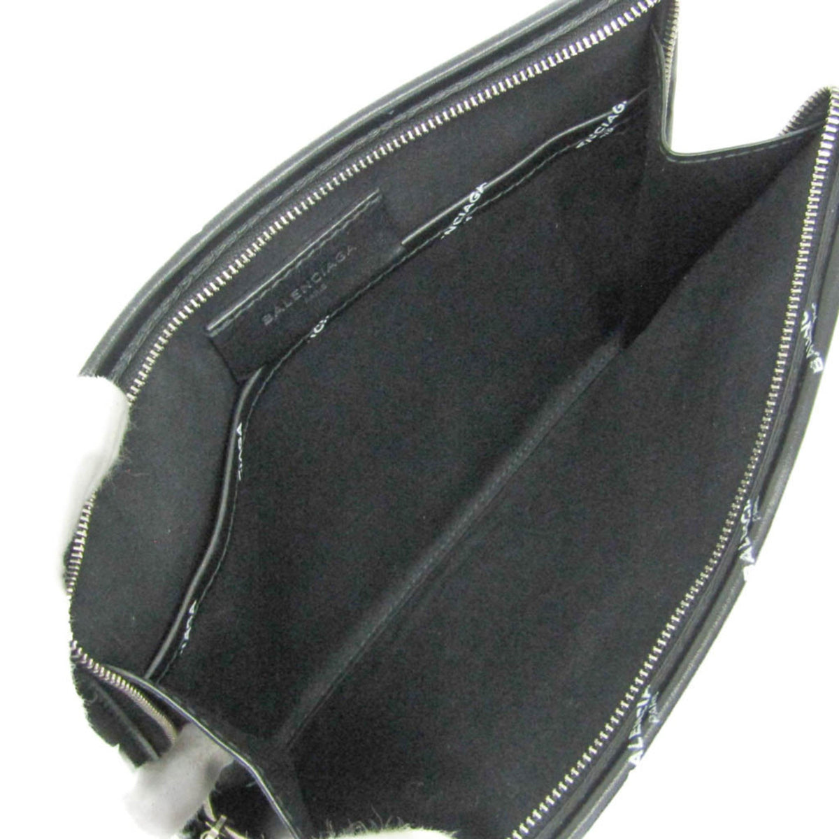 PRE-OWNED Balenciaga Logo Print Leather Clutch