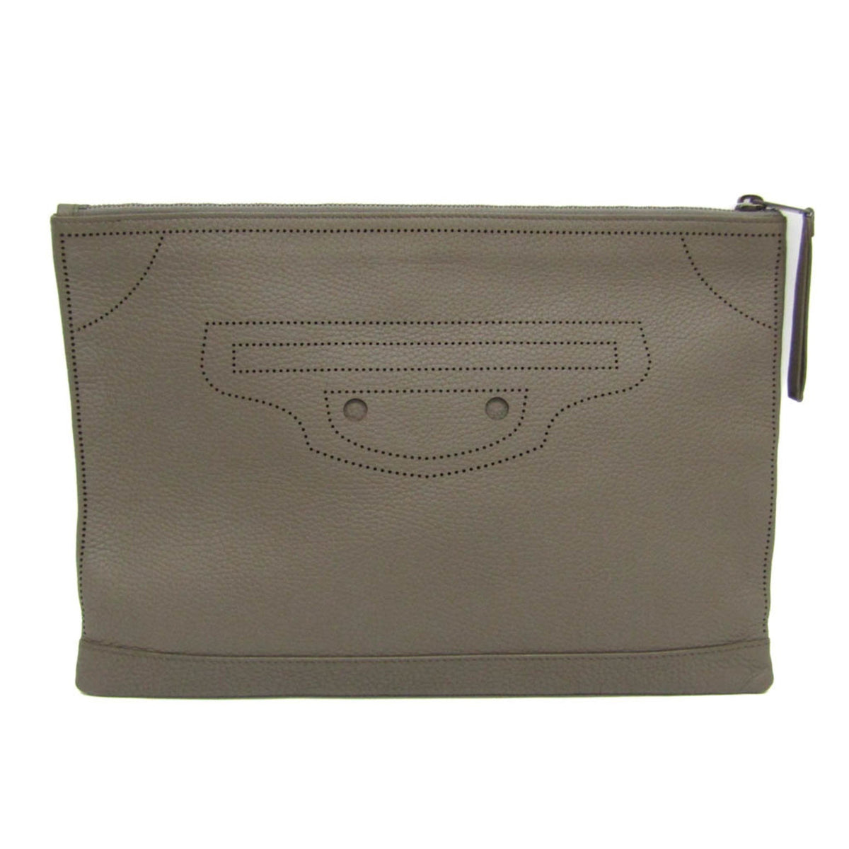PRE-OWNED Balenciaga Classic · Greige Leather Clutch