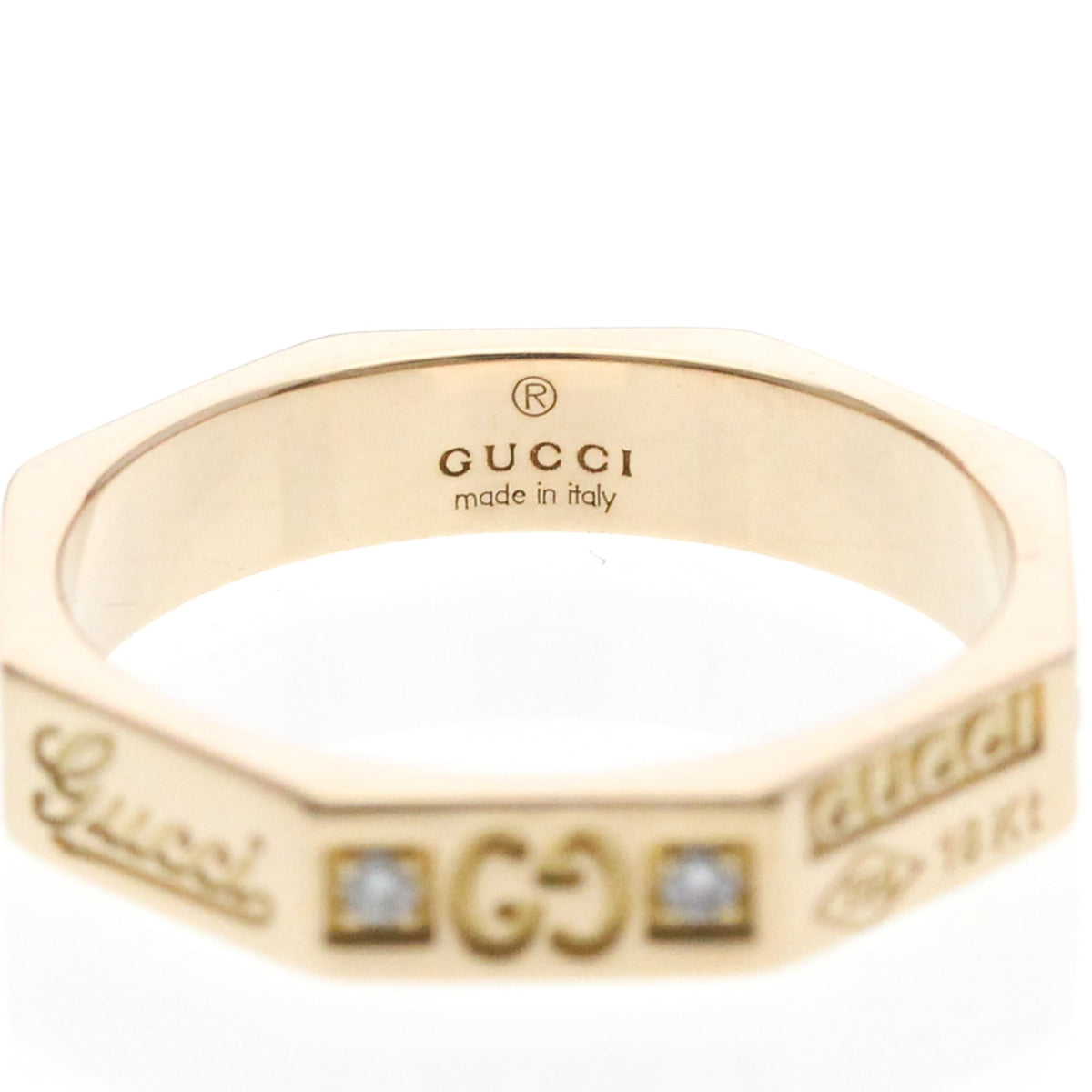 PRE-OWNED Gucci Octagonal · Diamond · Rose Gold Size 4.5