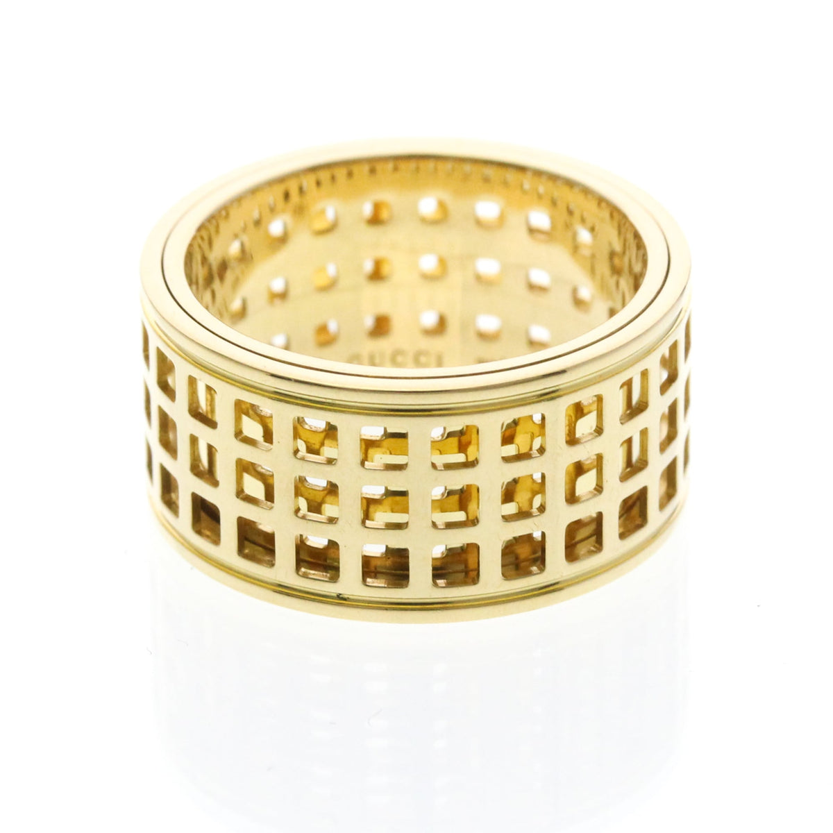 PRE-OWNED Gucci Scroll Wide · 18K Yellow Gold Size 8.25