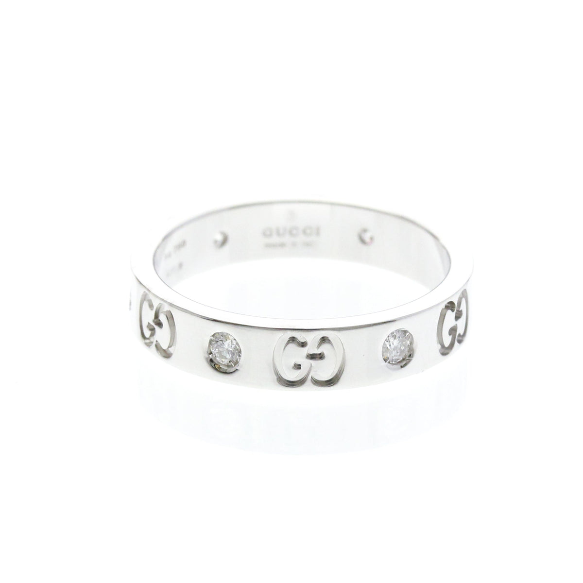 PRE-OWNED Gucci Icon · Diamond · 18K White Gold Size 6.5