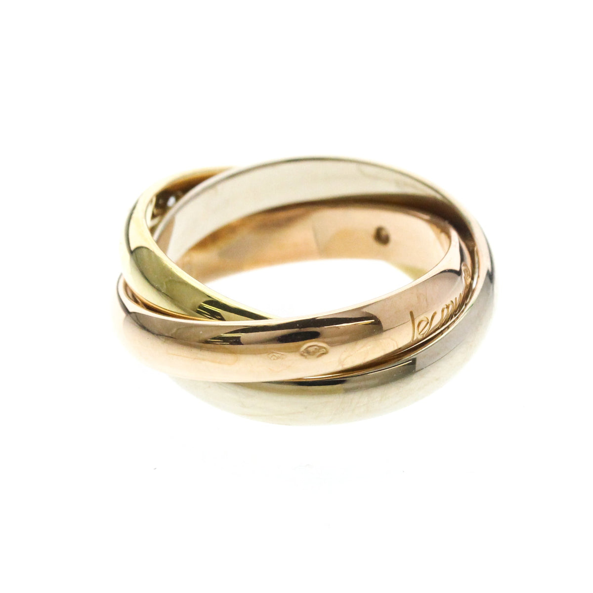 PRE-OWNED Cartier Trinity · Three Diamond · Tri-Gold Size 5.25