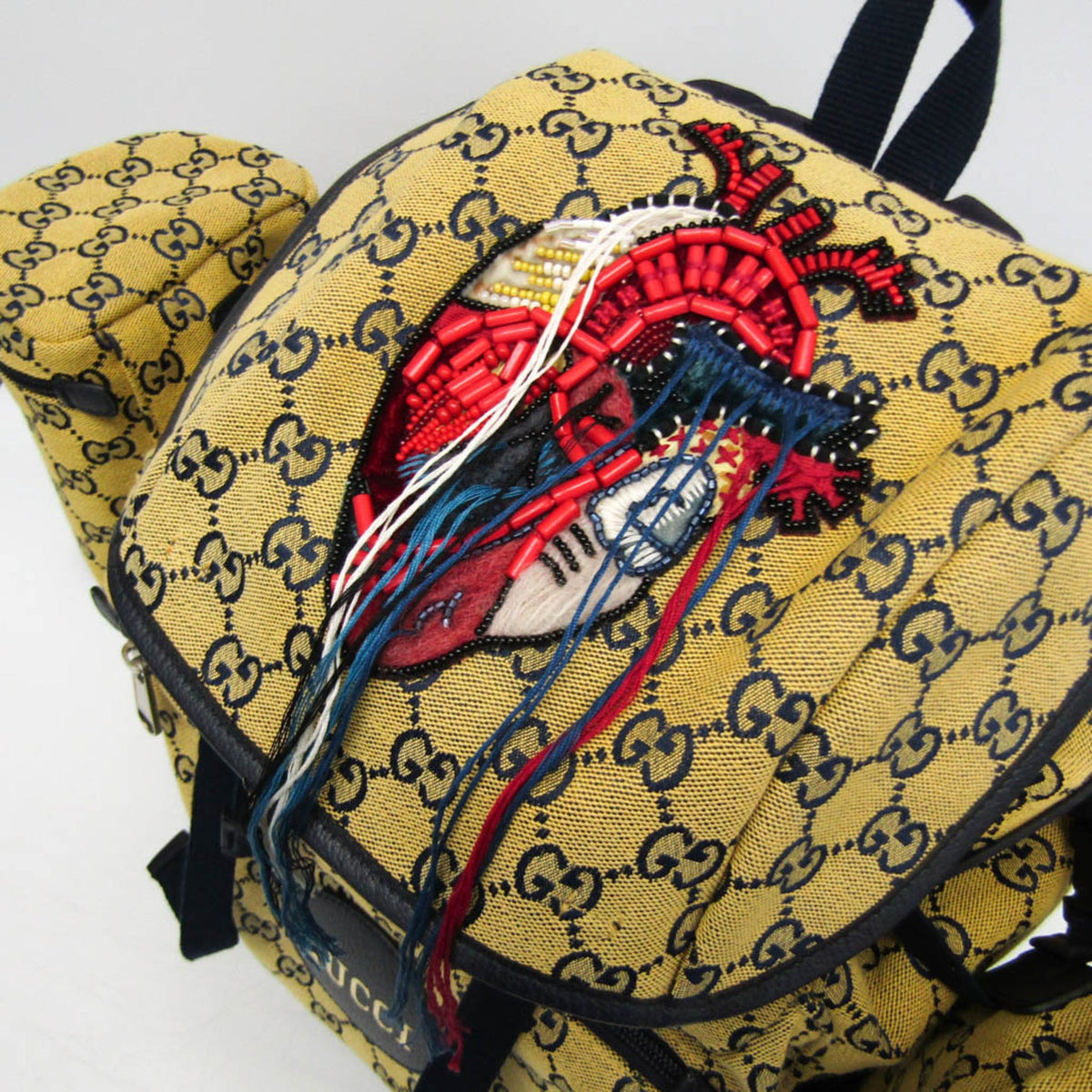 PRE-OWNED Gucci GG Canvas · Heart Patch Backpack
