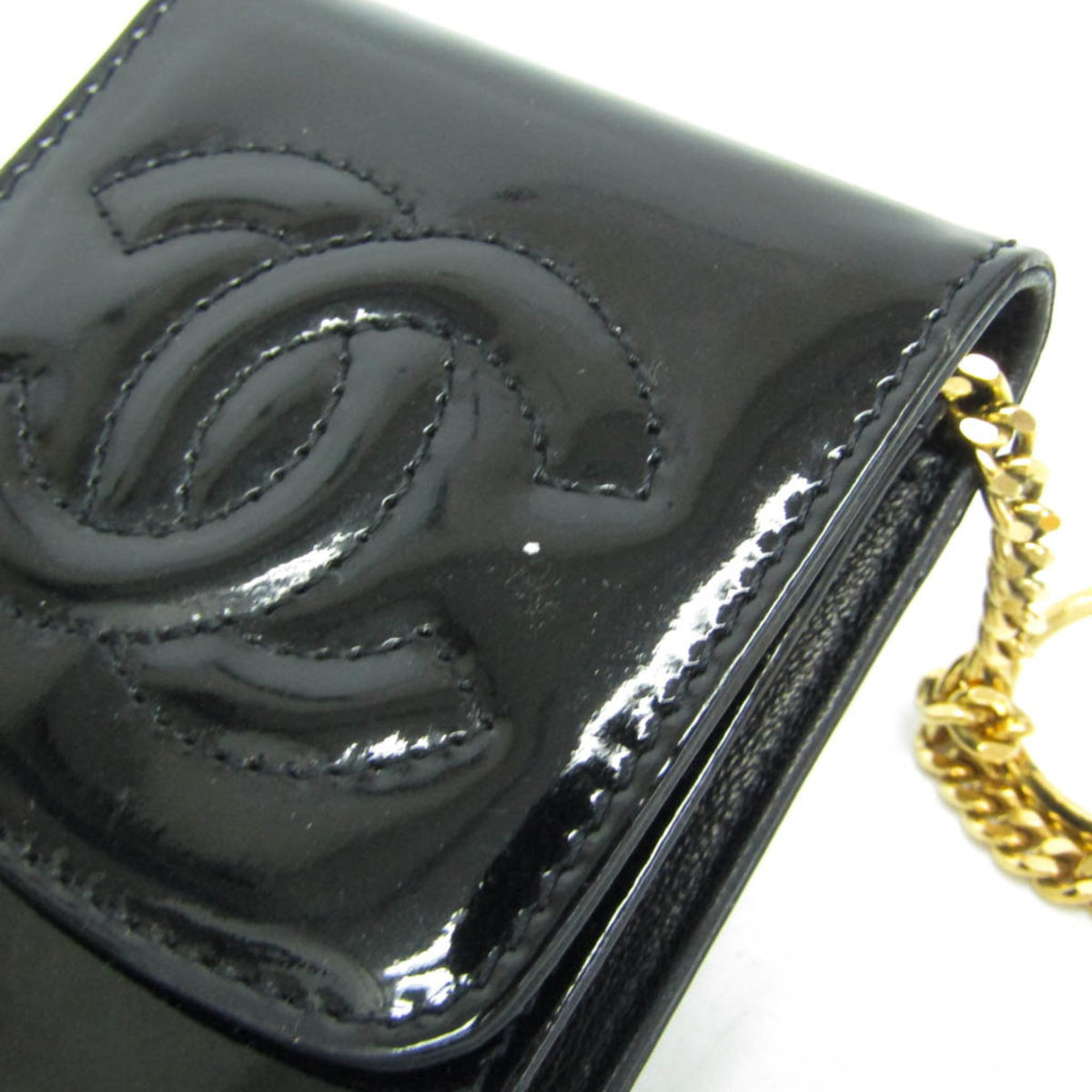 PRE-OWNED Chanel Mini Pouch · Enamel Leather · Keyring