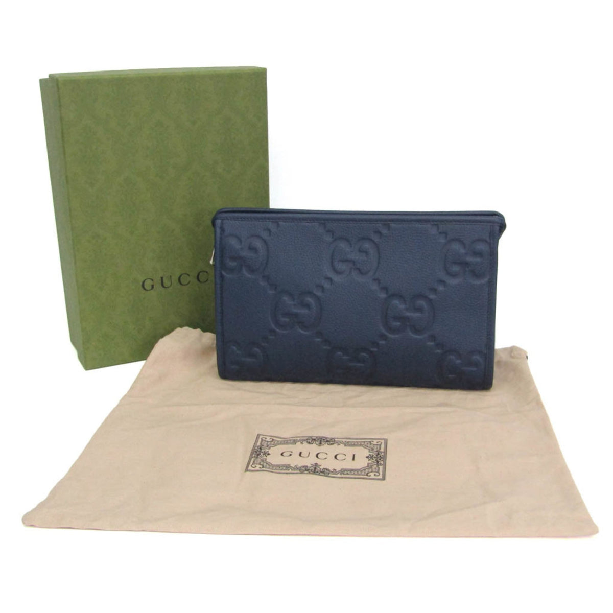 PRE-OWNED Gucci Jumbo GG · Leather Clutch