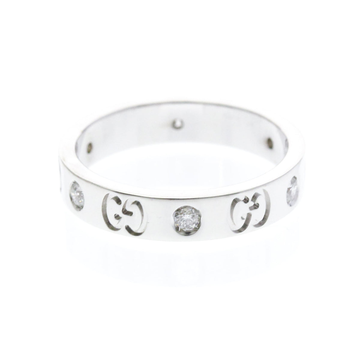PRE-OWNED Gucci Icon · Diamond · 18K White Gold Size 6.5