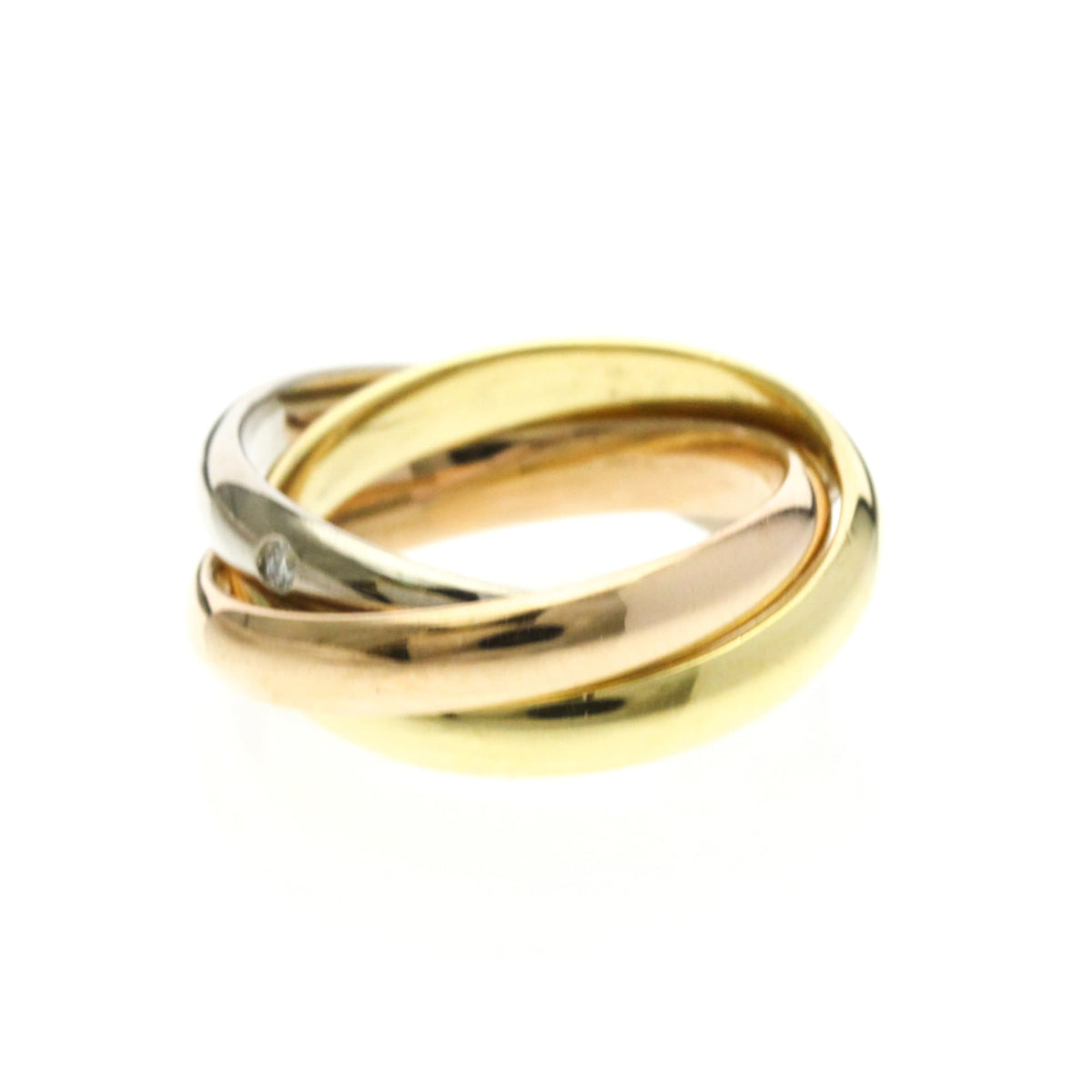 PRE-OWNED Cartier Trinity · Tri-Gold · Diamond Size 4.75