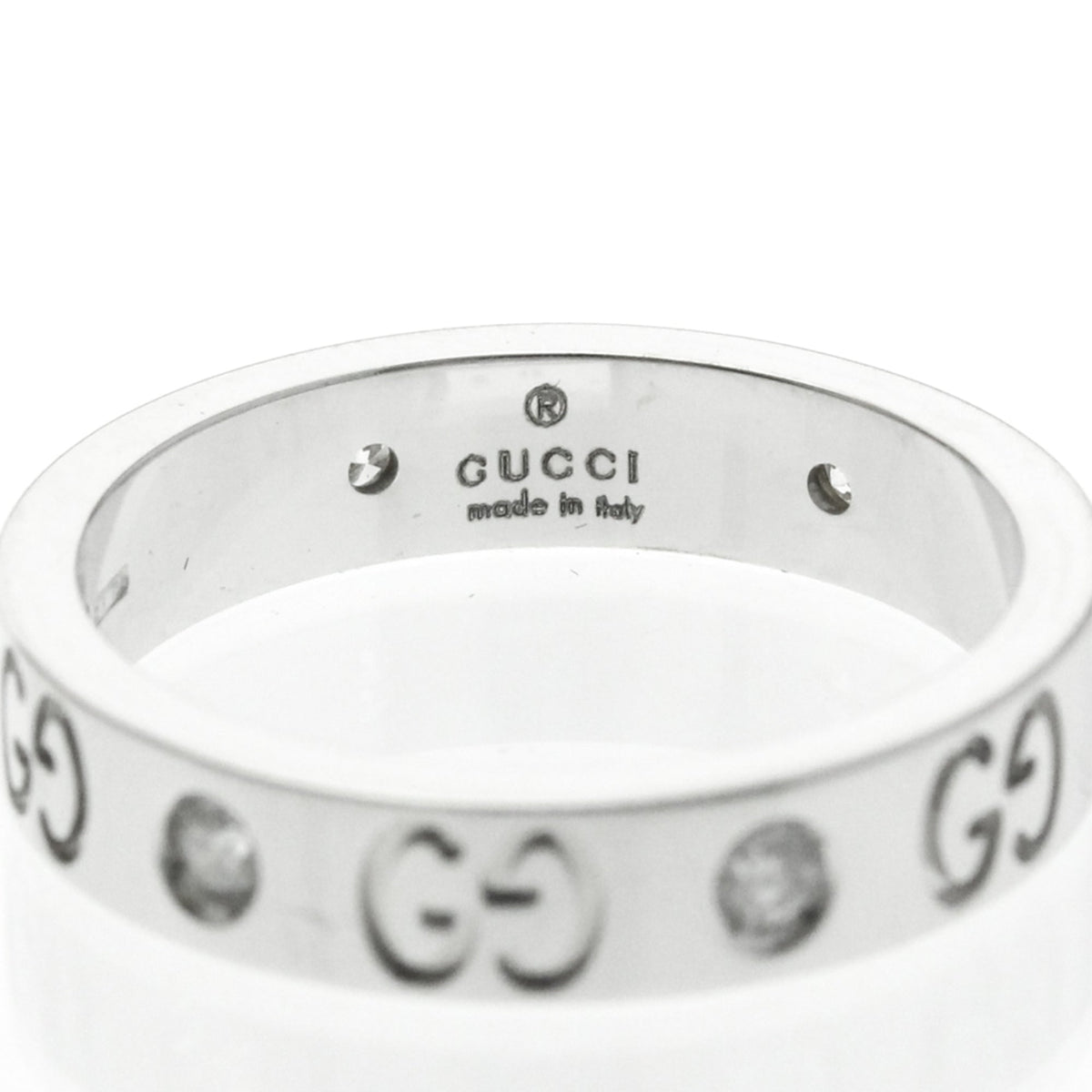 PRE-OWNED Gucci Icon · Diamond · 18K White Gold Size 6.5