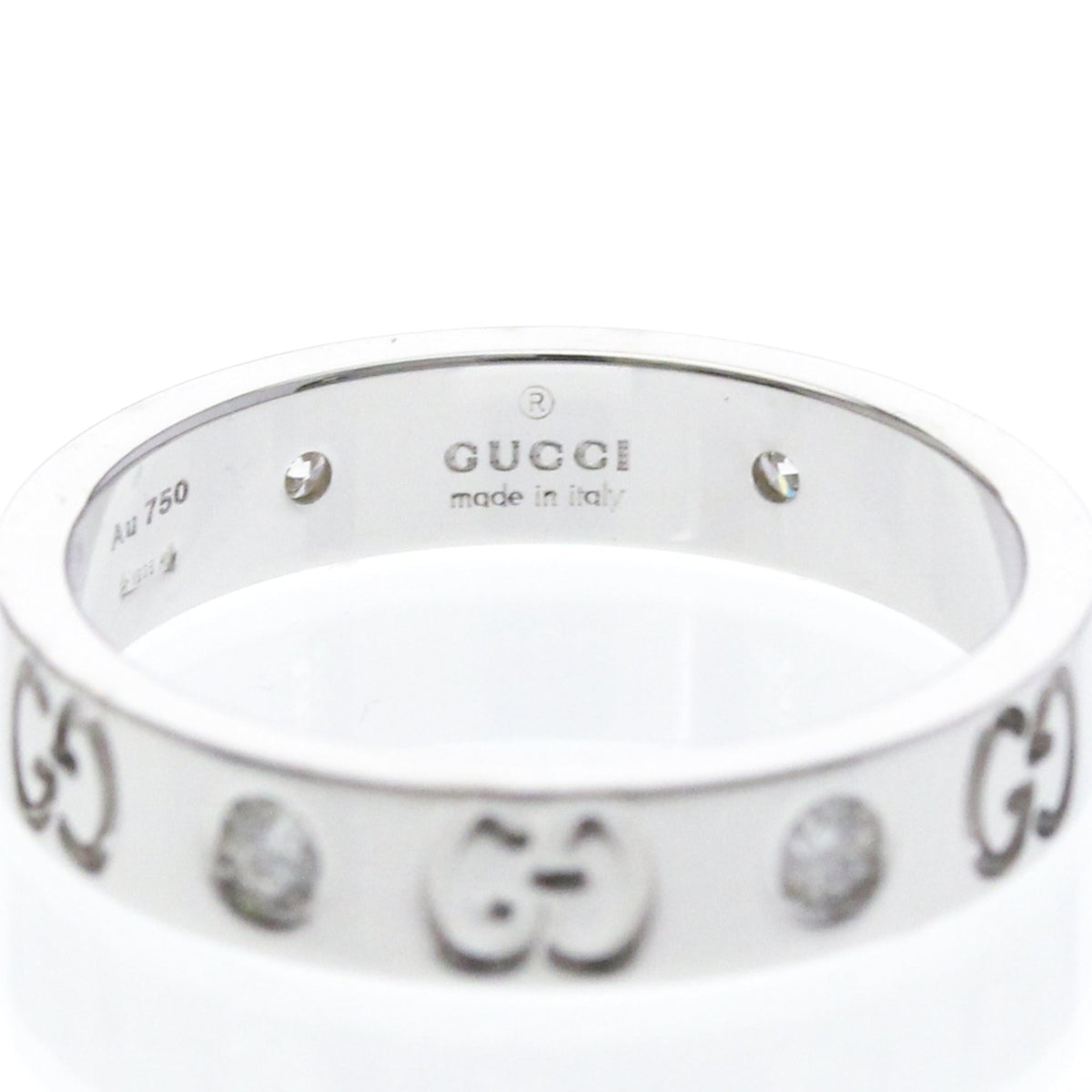 PRE-OWNED Gucci Icon · Diamond · 18K White Gold Size 6.5