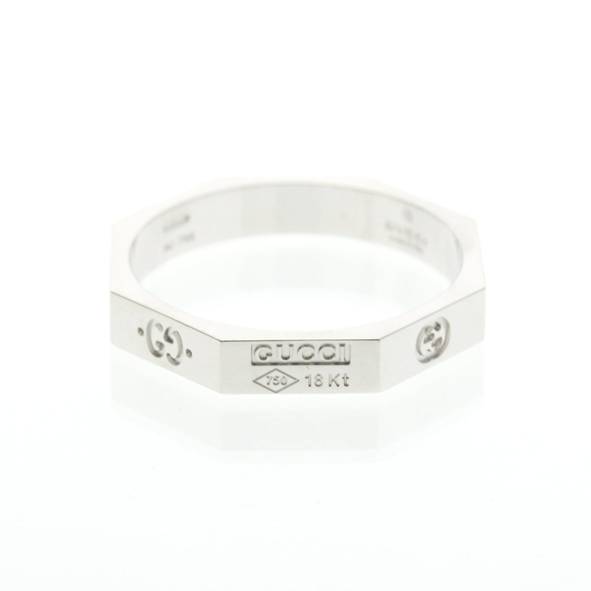 PRE-OWNED Gucci Octagonal Ring · 18K White Gold Size 8.75