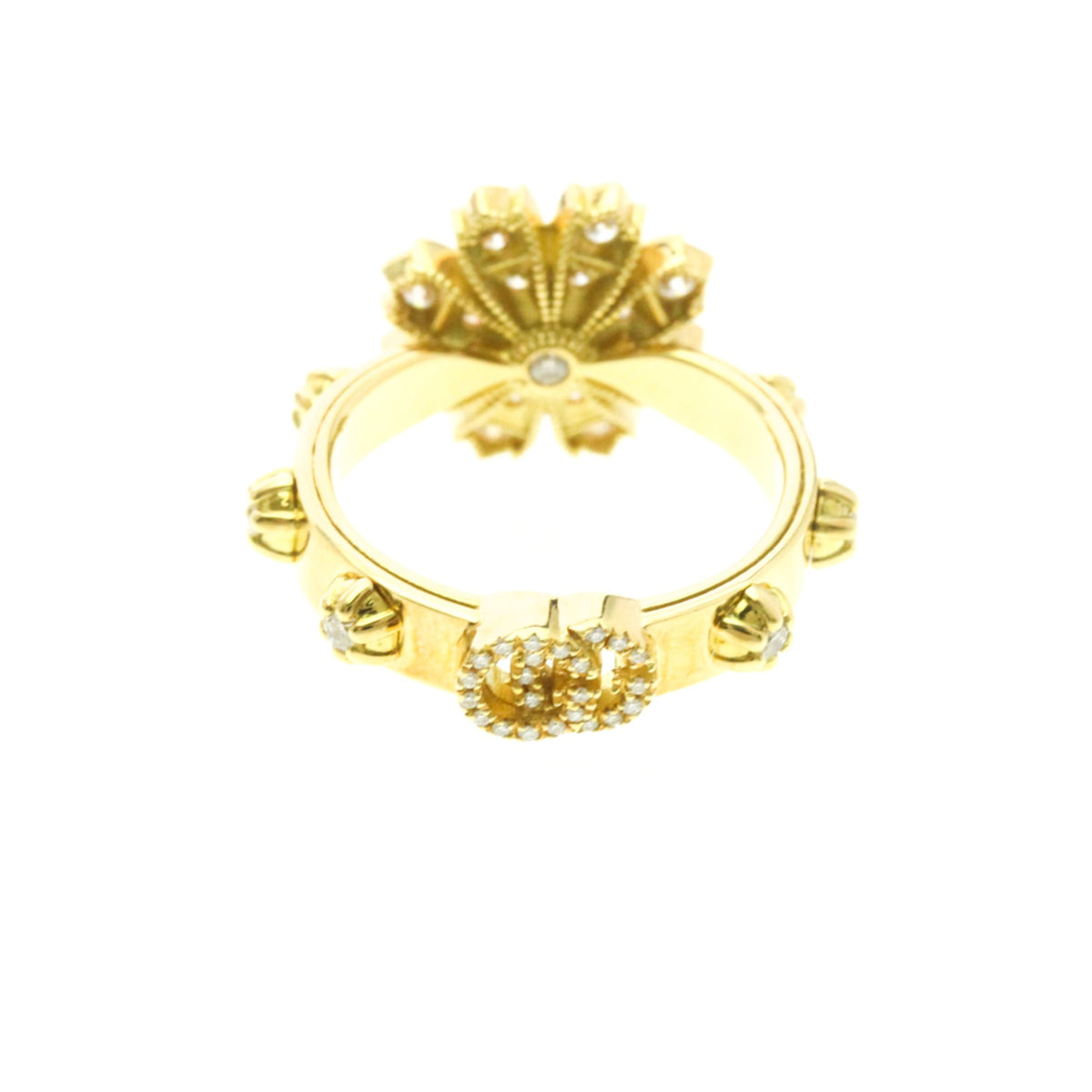 PRE-OWNED Gucci Flora Diamond · 18K Yellow Gold Size 6.75