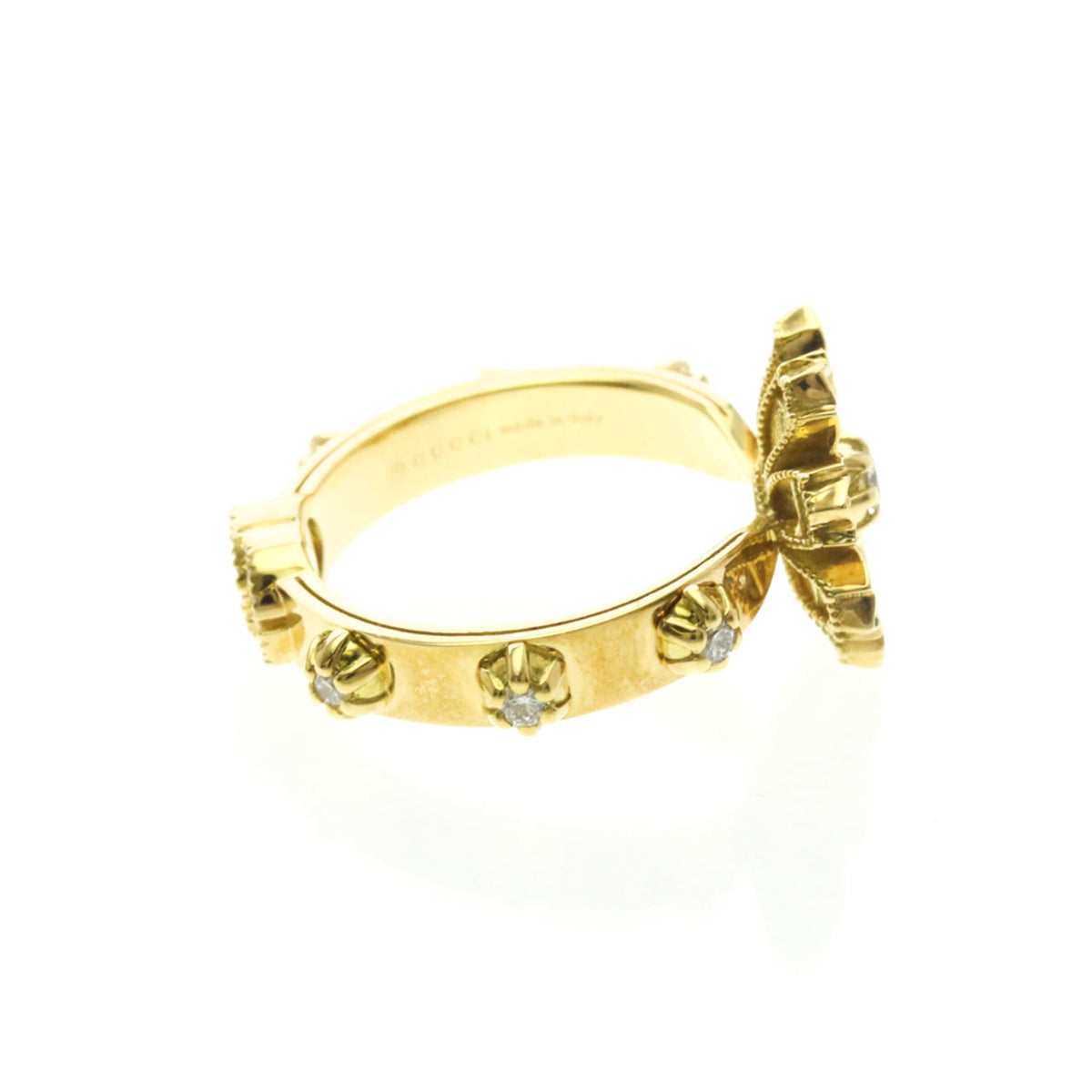 PRE-OWNED Gucci Flora Diamond · 18K Yellow Gold Size 6.75