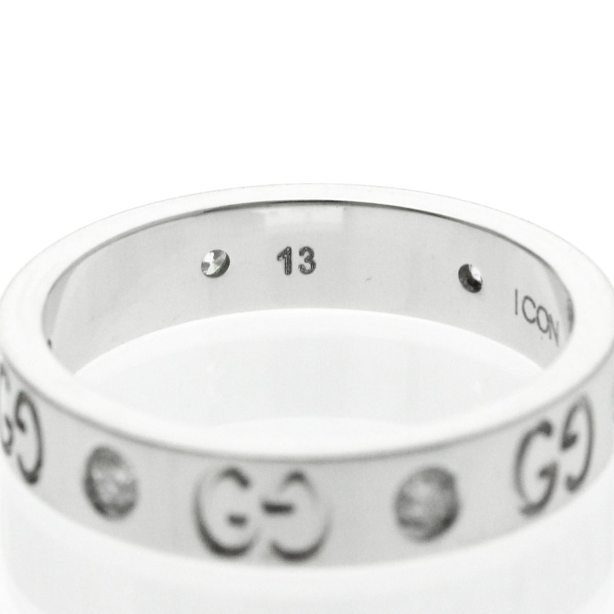 PRE-OWNED Gucci Icon · Diamond · 18K White Gold Size 6.5