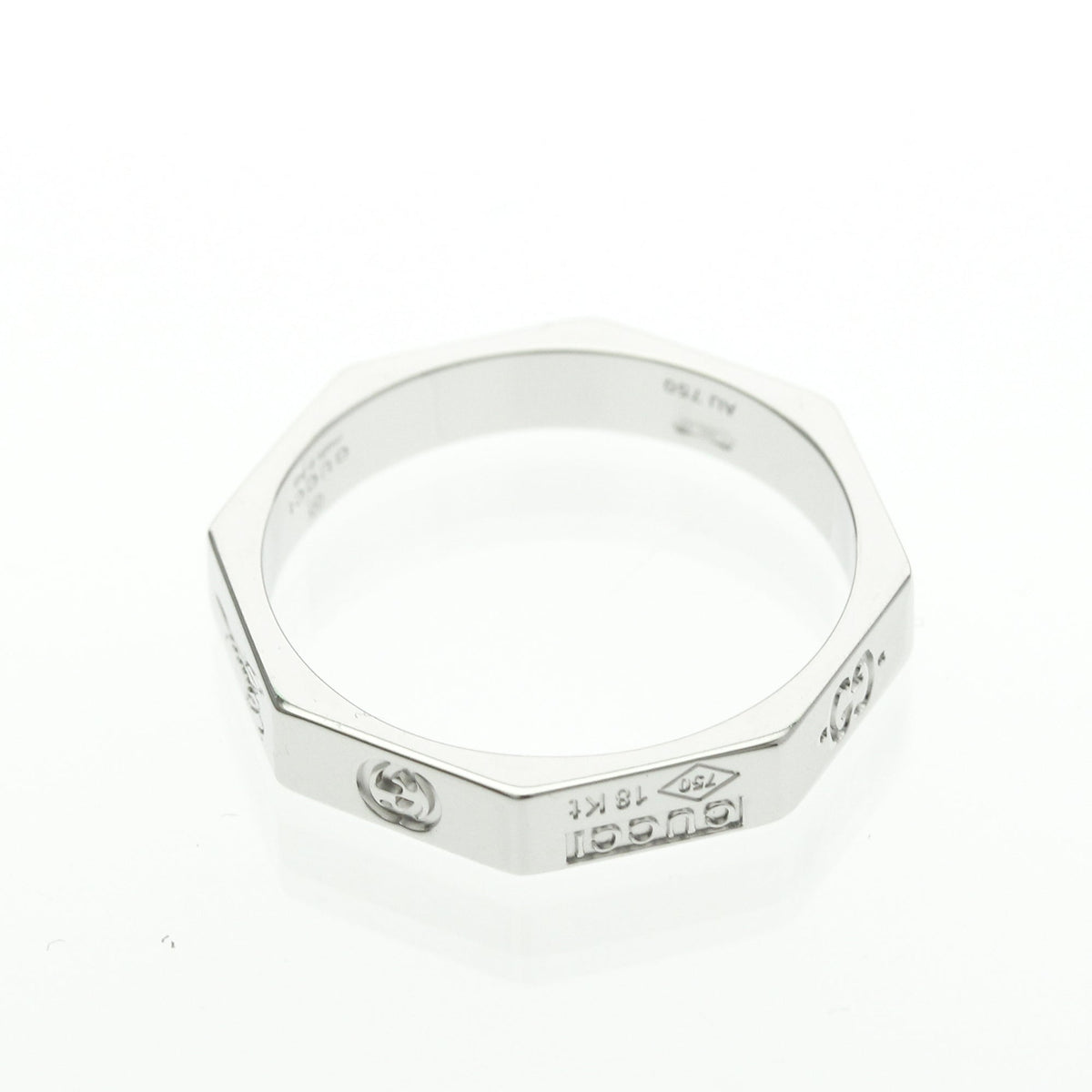PRE-OWNED Gucci Octagonal · 18K White Gold Size 7.5