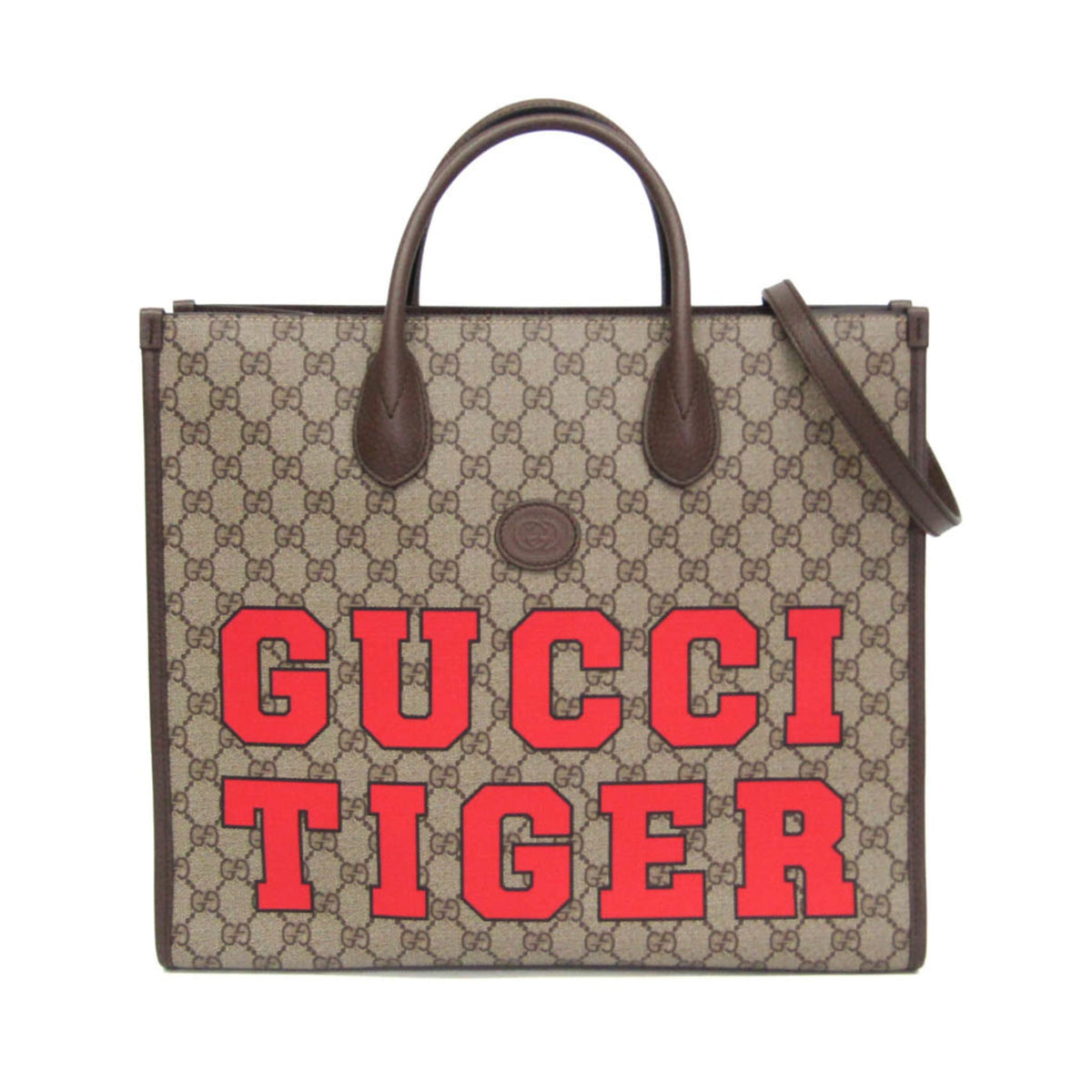 PRE-OWNED Gucci Interlocking · Tiger Tote · GG Supreme