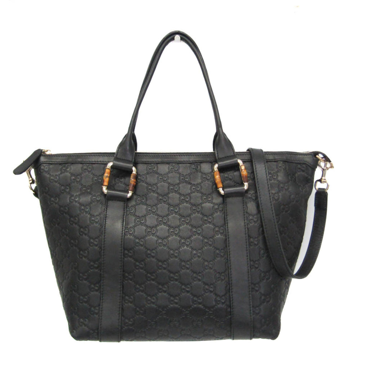 PRE-OWNED Gucci Guccissima · Bamboo · Leather Tote