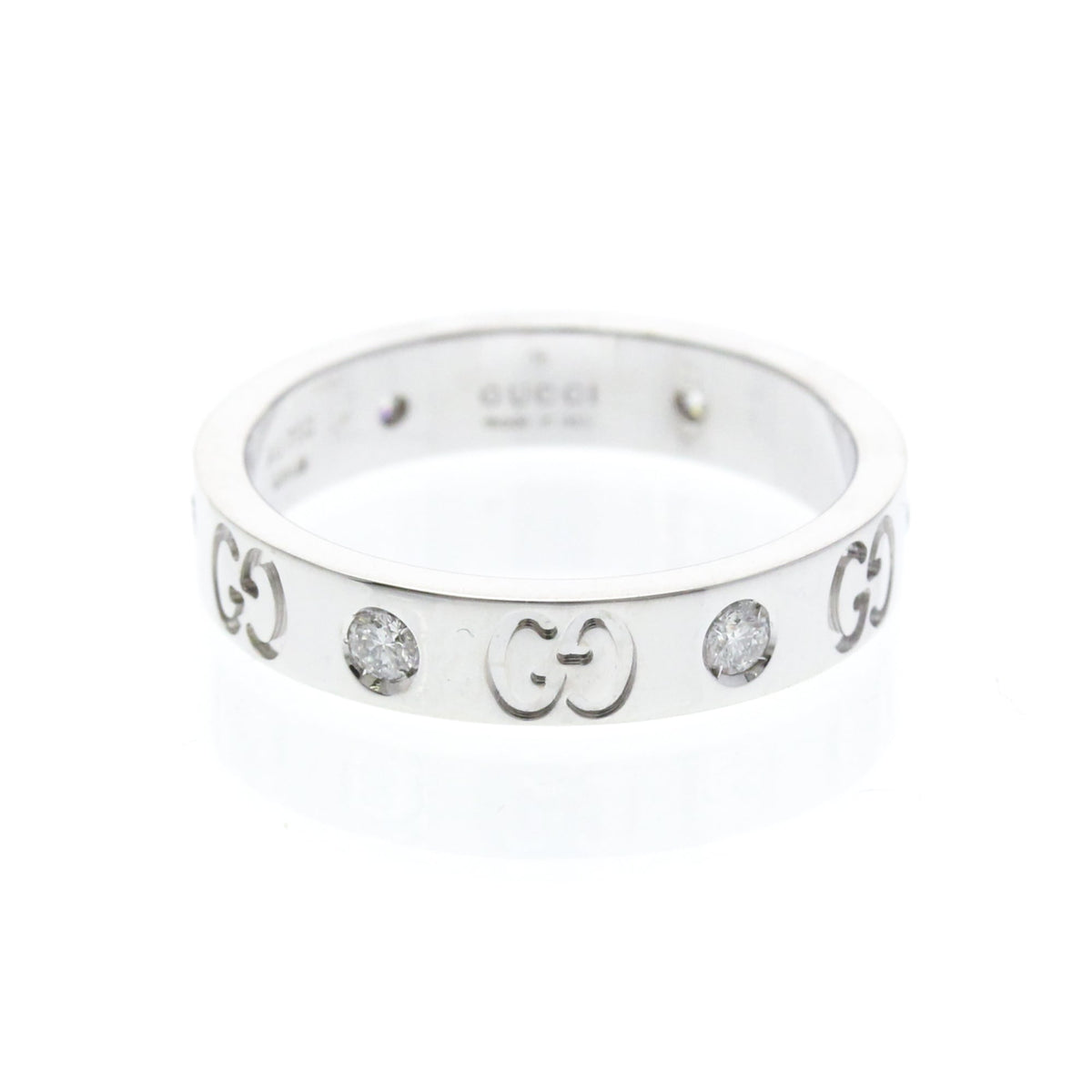 PRE-OWNED Gucci Icon · Diamond · 18K White Gold Size 6.5