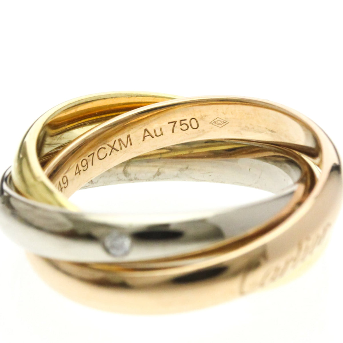 PRE-OWNED Cartier Trinity · Tri-Gold · Diamond Size 4.75