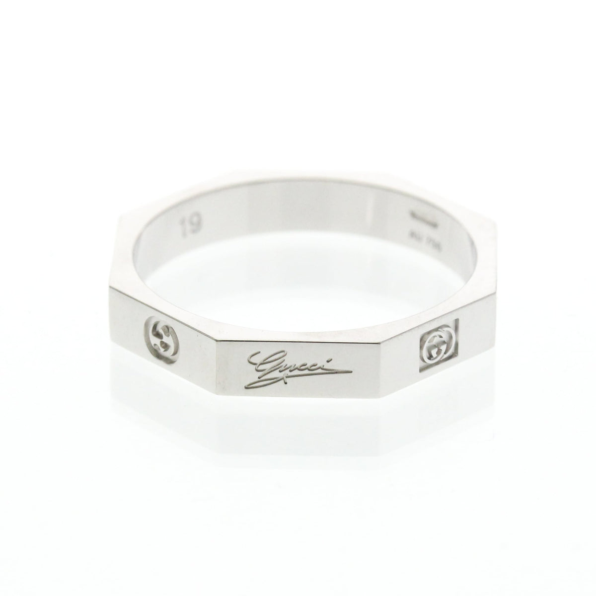 PRE-OWNED Gucci Octagonal Ring · 18K White Gold Size 8.75