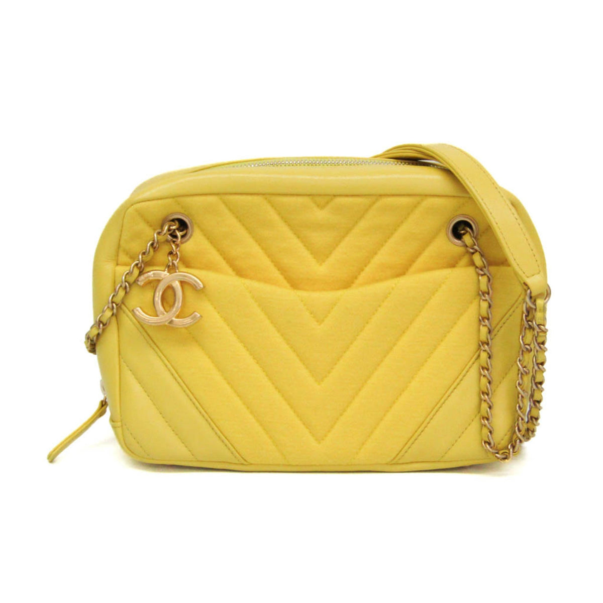PRE-OWNED Chanel Chevron V-Stitch · Lamb Leather