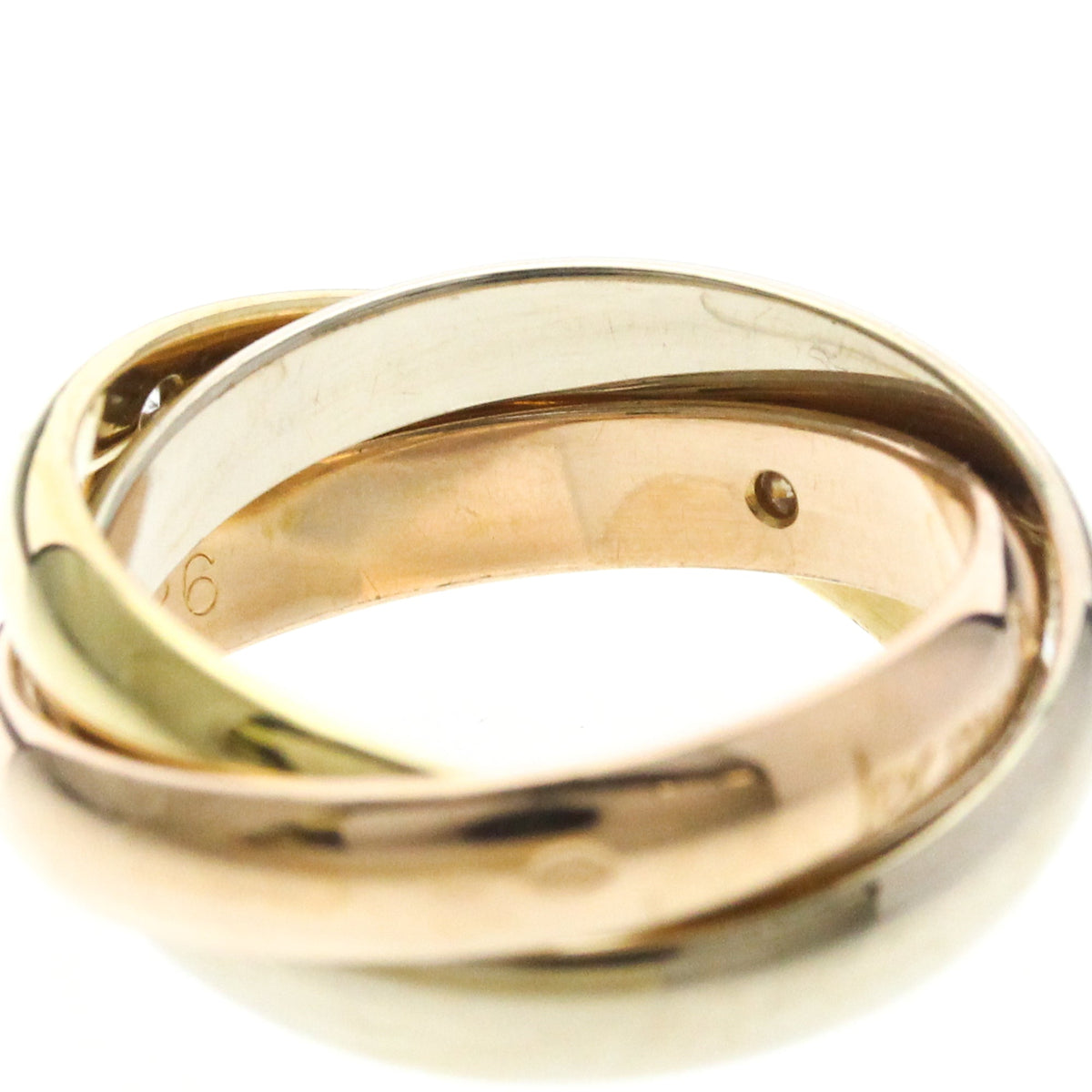 PRE-OWNED Cartier Trinity · Three Diamond · Tri-Gold Size 5.25