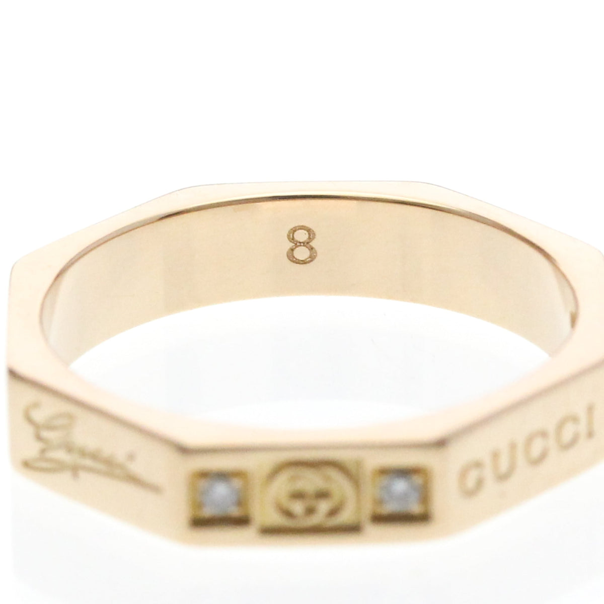 PRE-OWNED Gucci Octagonal · Diamond · Rose Gold Size 4.5