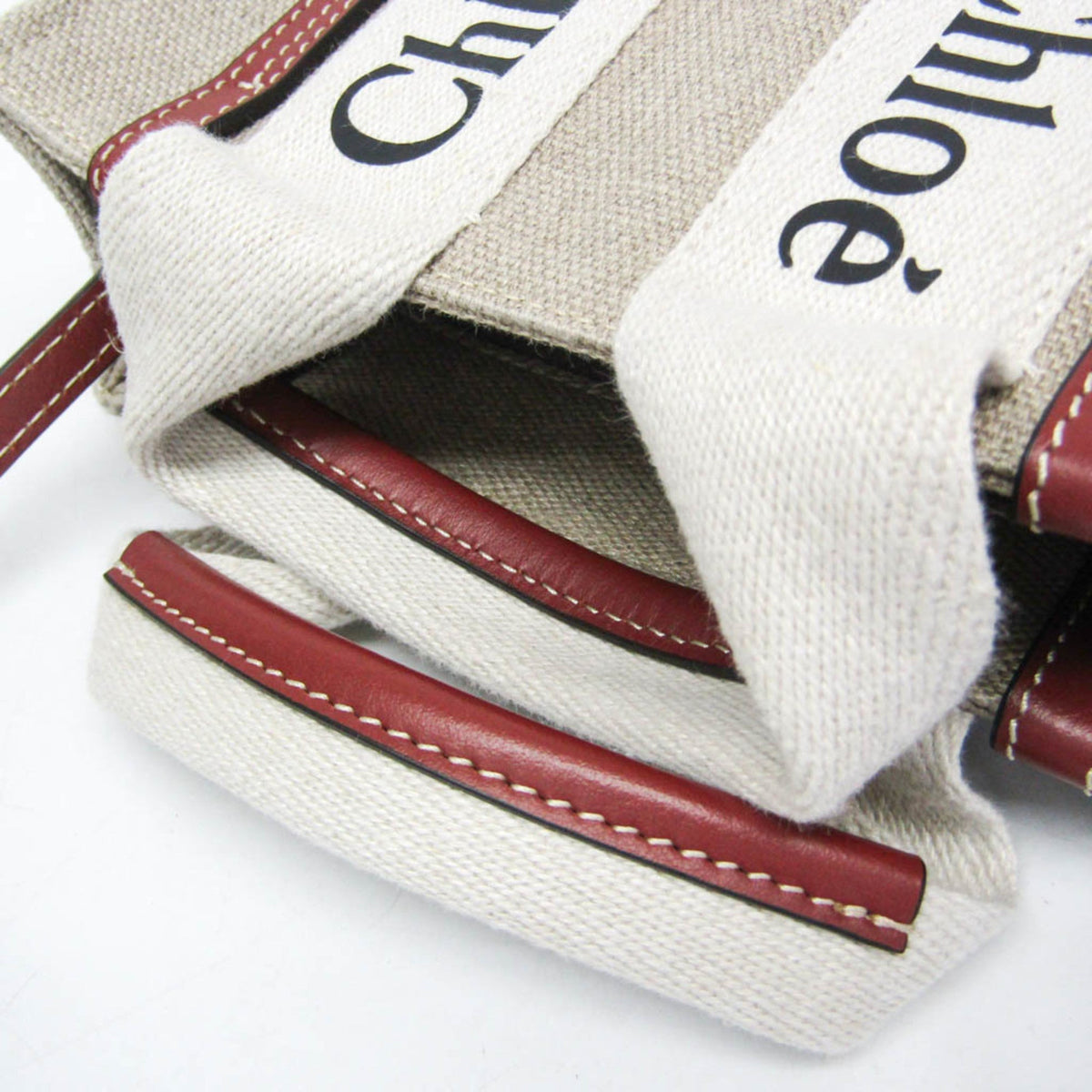 PRE-OWNED Chloé Woody Mini · Linen & Leather