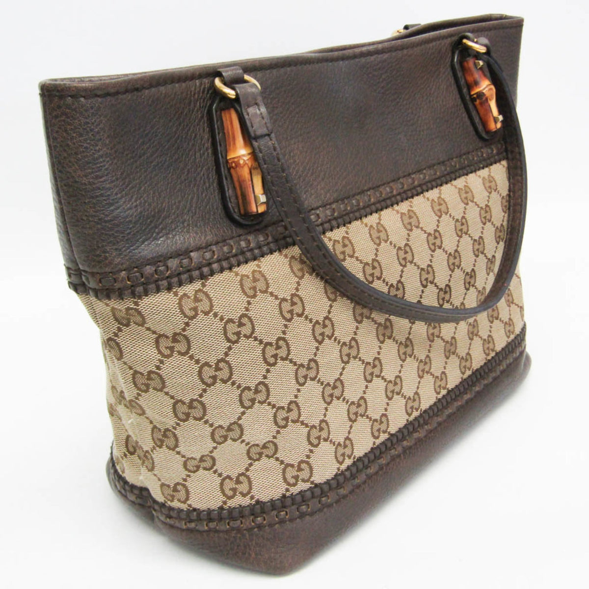 PRE-OWNED Gucci Bamboo · GG Canvas Tote