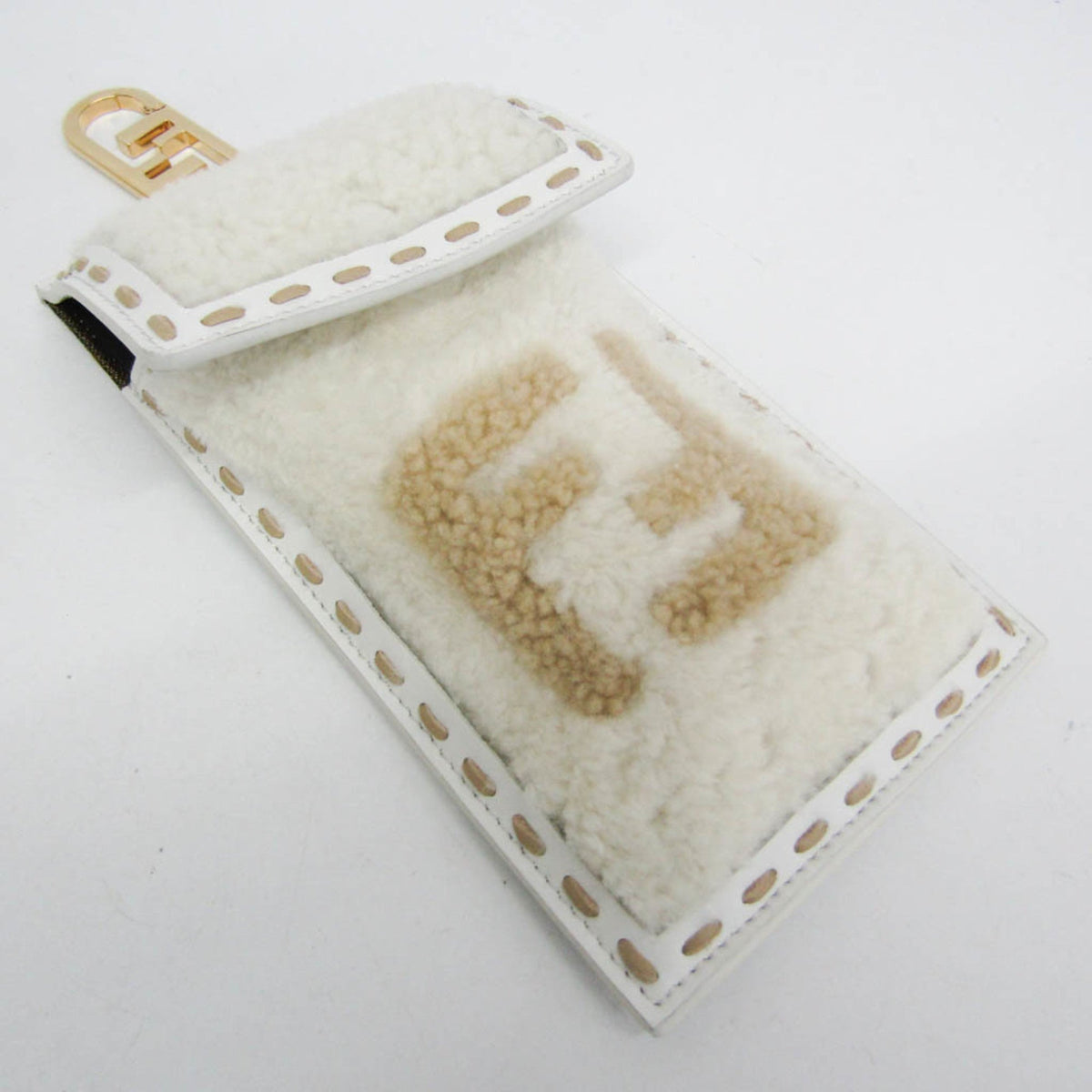 PRE-OWNED Fendi Logo Boa · Phone Pouch · Fur