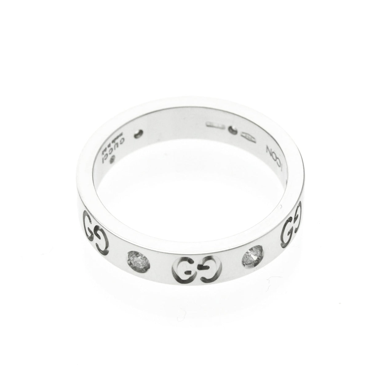 PRE-OWNED Gucci Icon · Diamond · 18K White Gold Size 6.5
