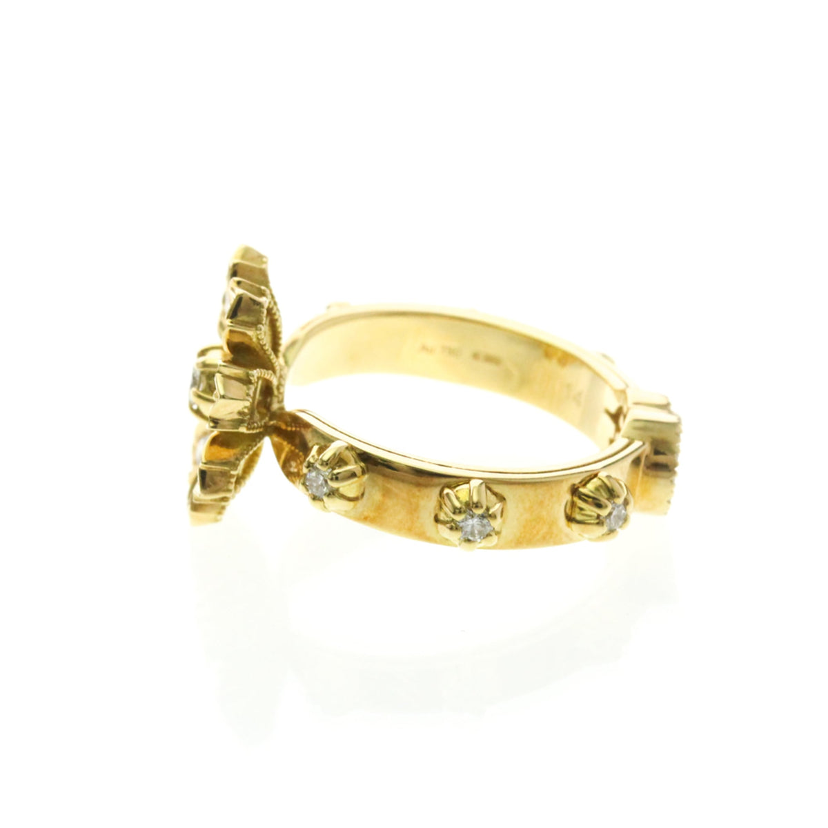 PRE-OWNED Gucci Flora Diamond · 18K Yellow Gold Size 6.75