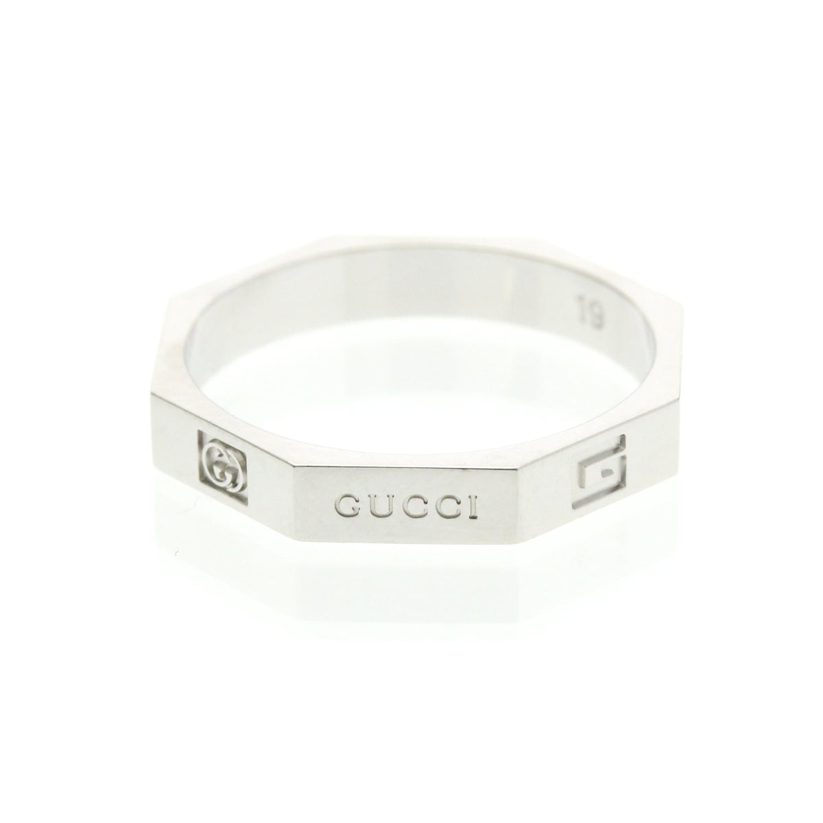 PRE-OWNED Gucci Octagonal Ring · 18K White Gold Size 8.75
