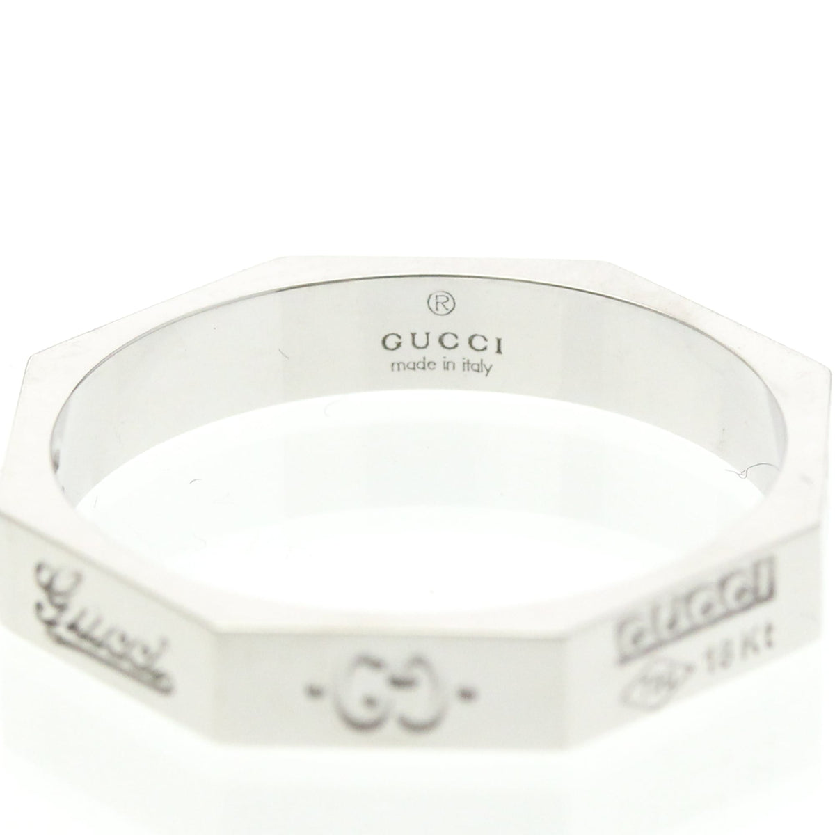 PRE-OWNED Gucci Octagonal Ring · 18K White Gold Size 8.75