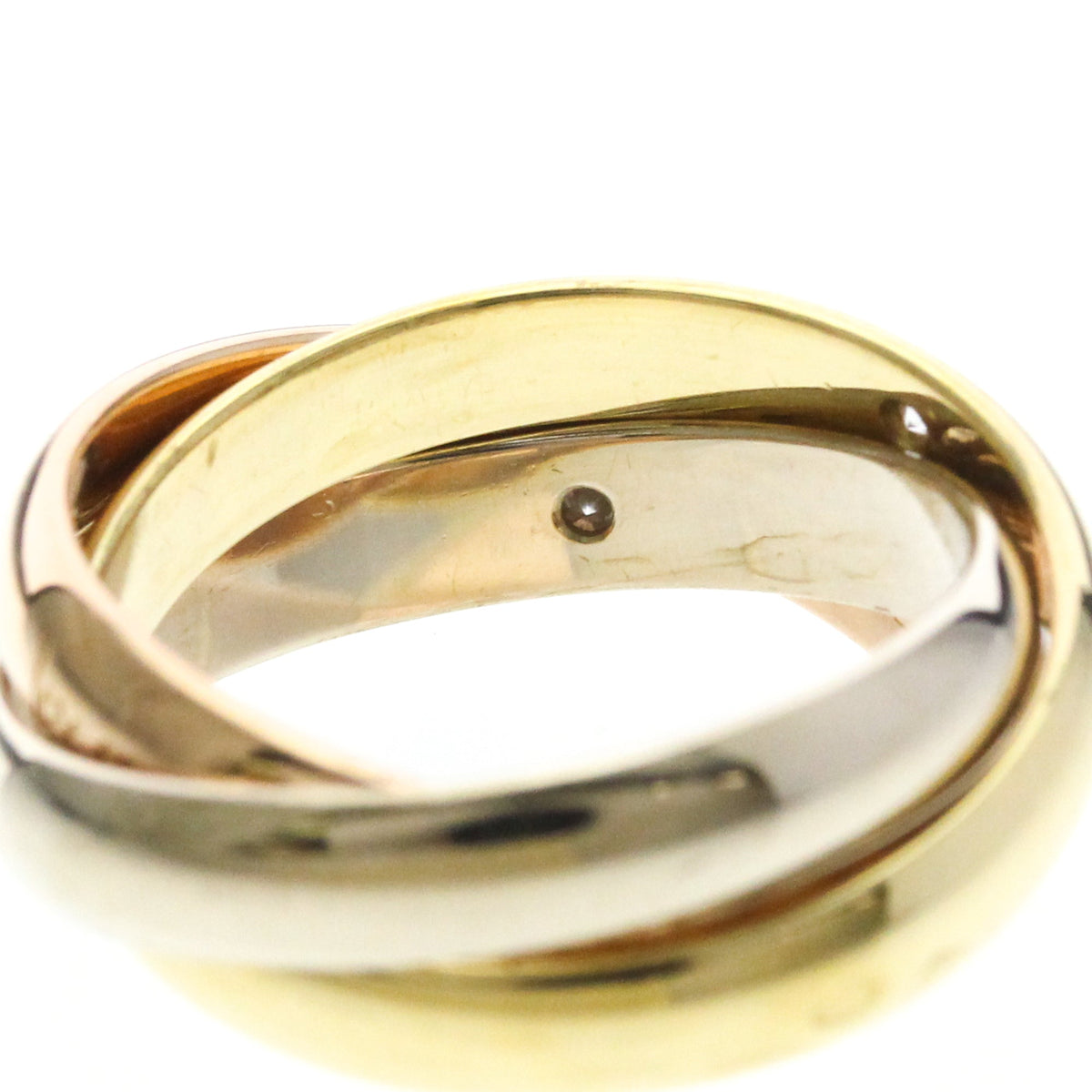 PRE-OWNED Cartier Trinity · Three Diamond · Tri-Gold Size 5.25