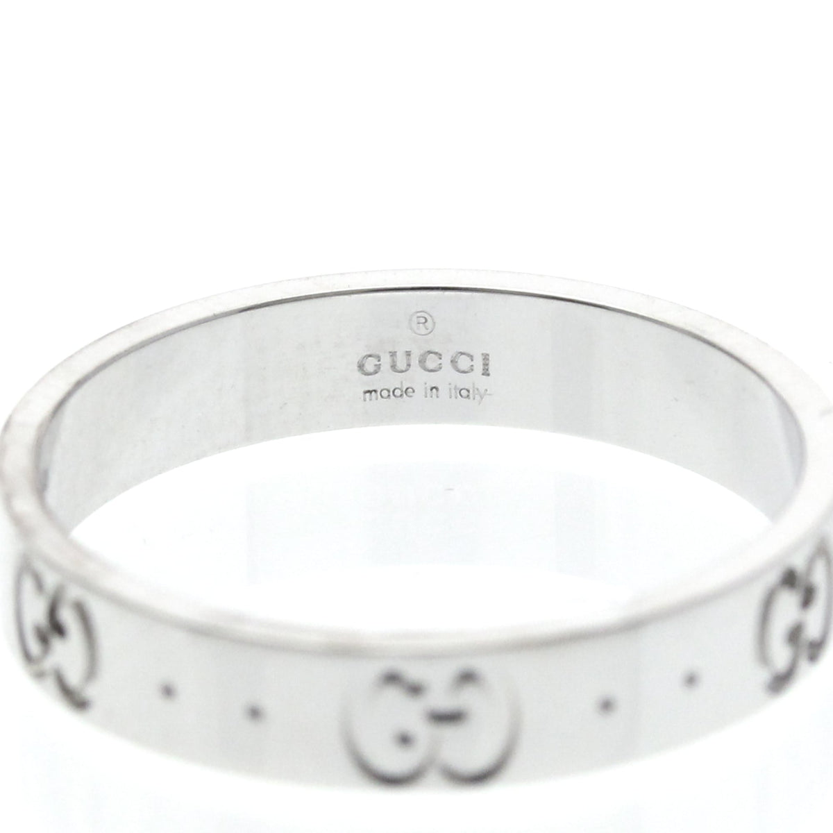 PRE-OWNED Gucci Icon · 18K White Gold Size 8.75