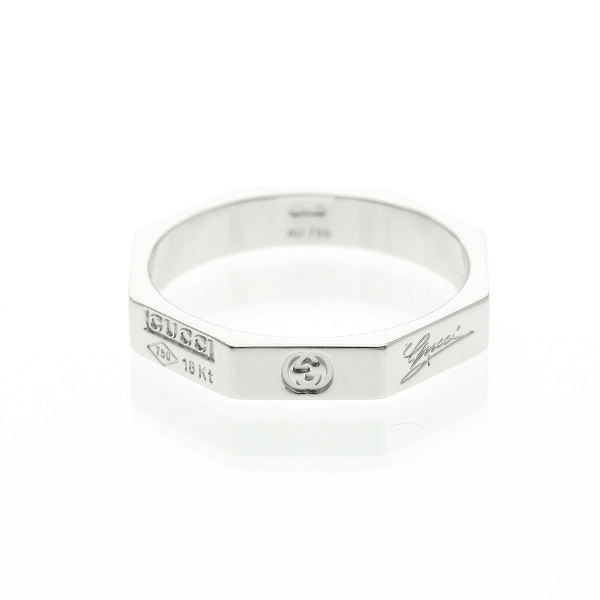 PRE-OWNED Gucci Octagonal · 18K White Gold Size 7.5