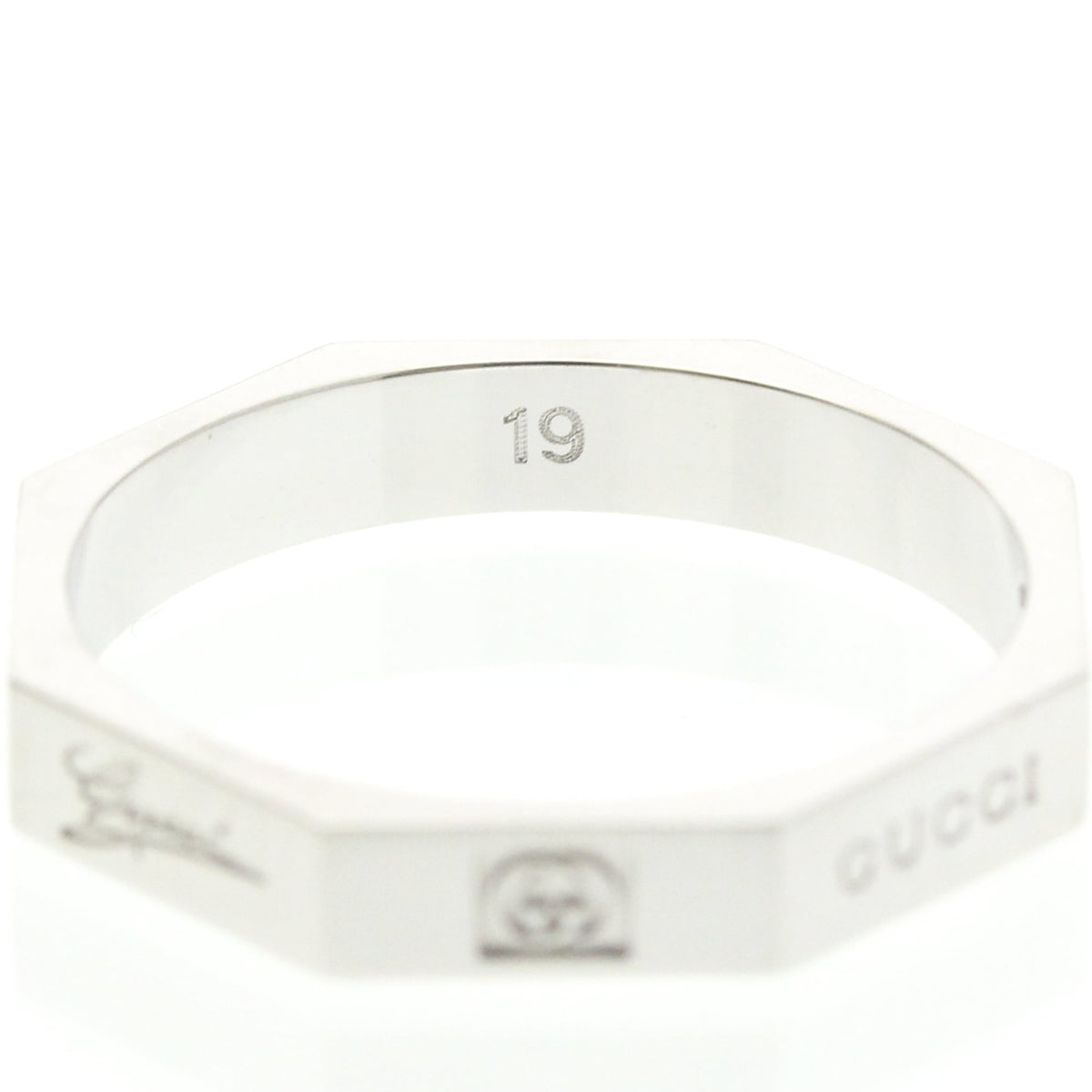 PRE-OWNED Gucci Octagonal Ring · 18K White Gold Size 8.75