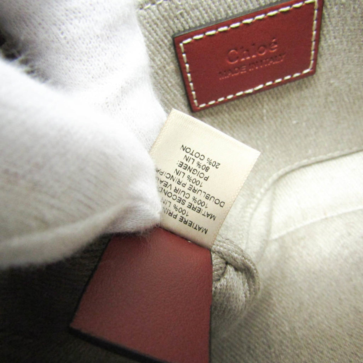 PRE-OWNED Chloé Woody Mini · Linen & Leather