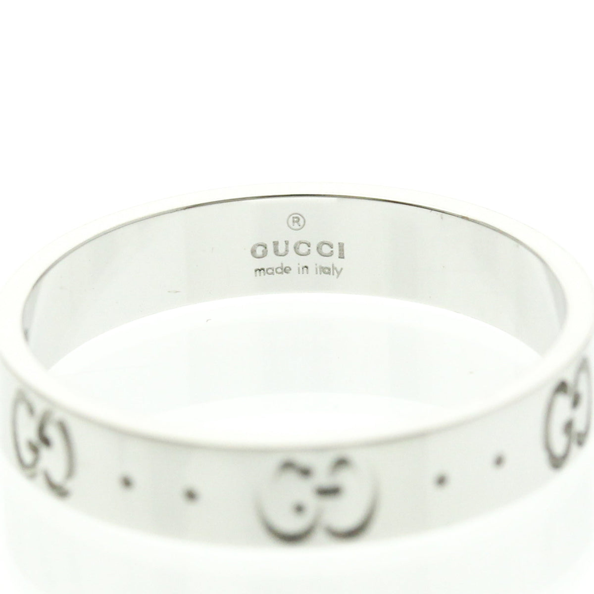PRE-OWNED Gucci Icon · 18K White Gold Size 8.75