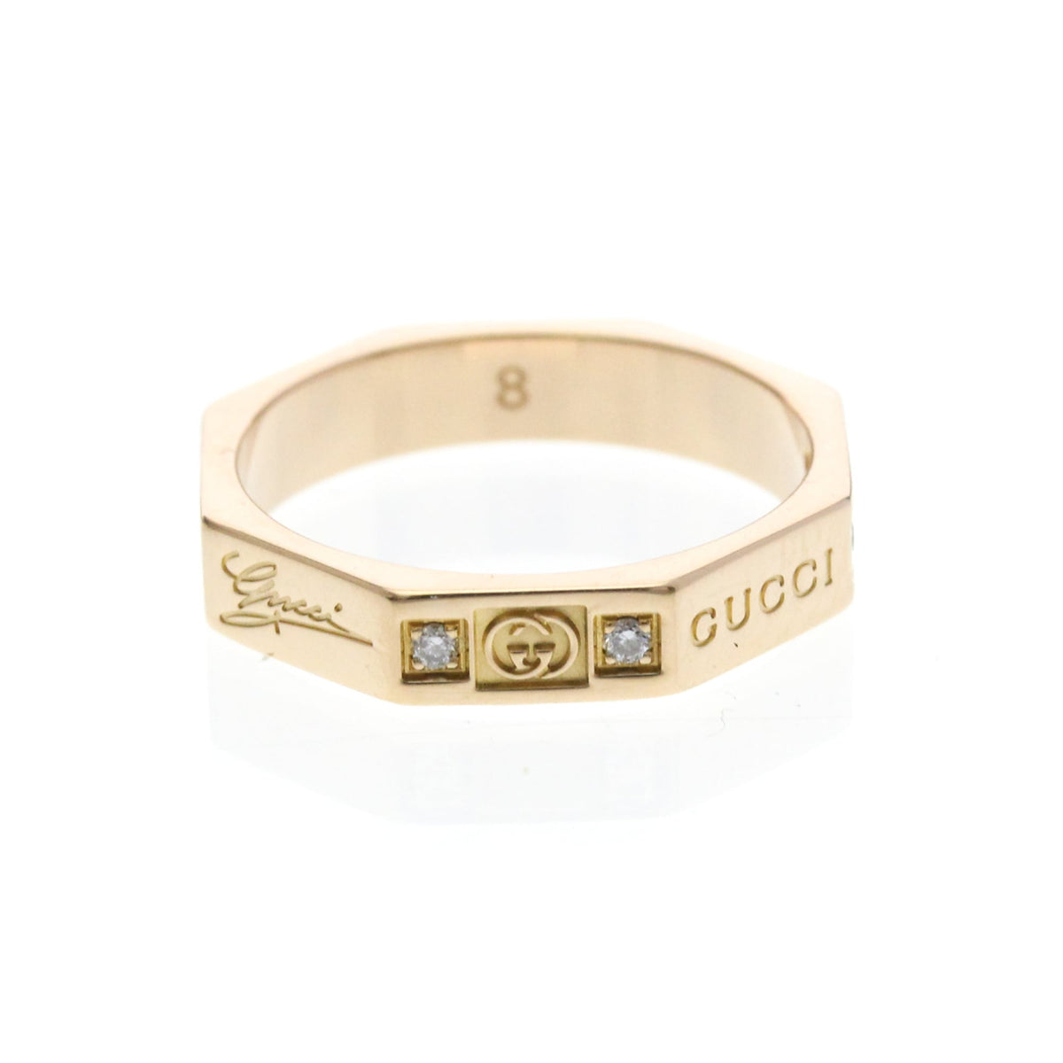 PRE-OWNED Gucci Octagonal · Diamond · Rose Gold Size 4.5