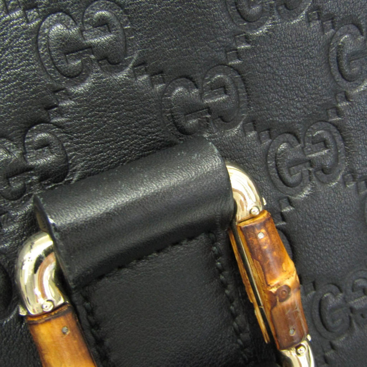 PRE-OWNED Gucci Guccissima · Bamboo · Leather Tote