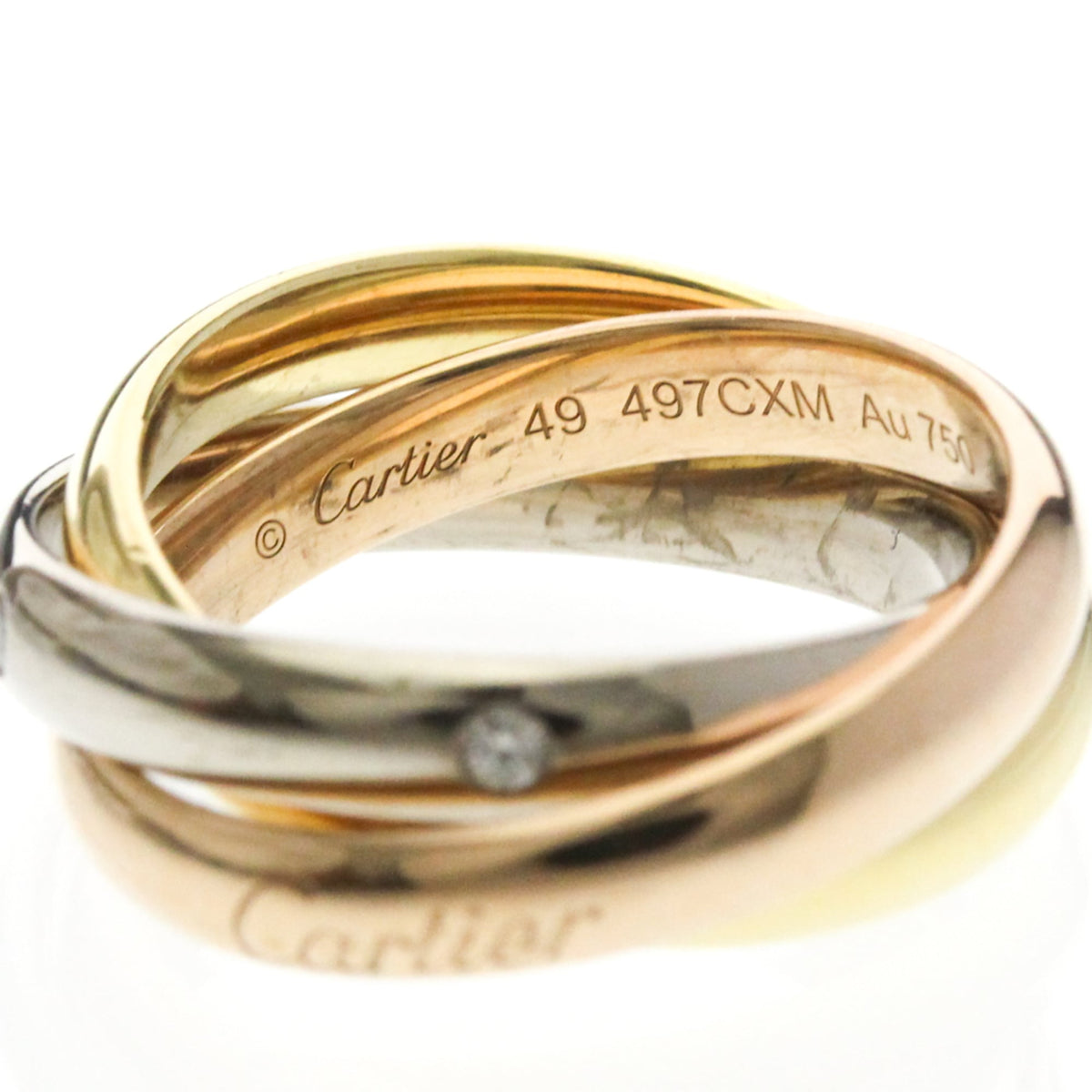 PRE-OWNED Cartier Trinity · Tri-Gold · Diamond Size 4.75